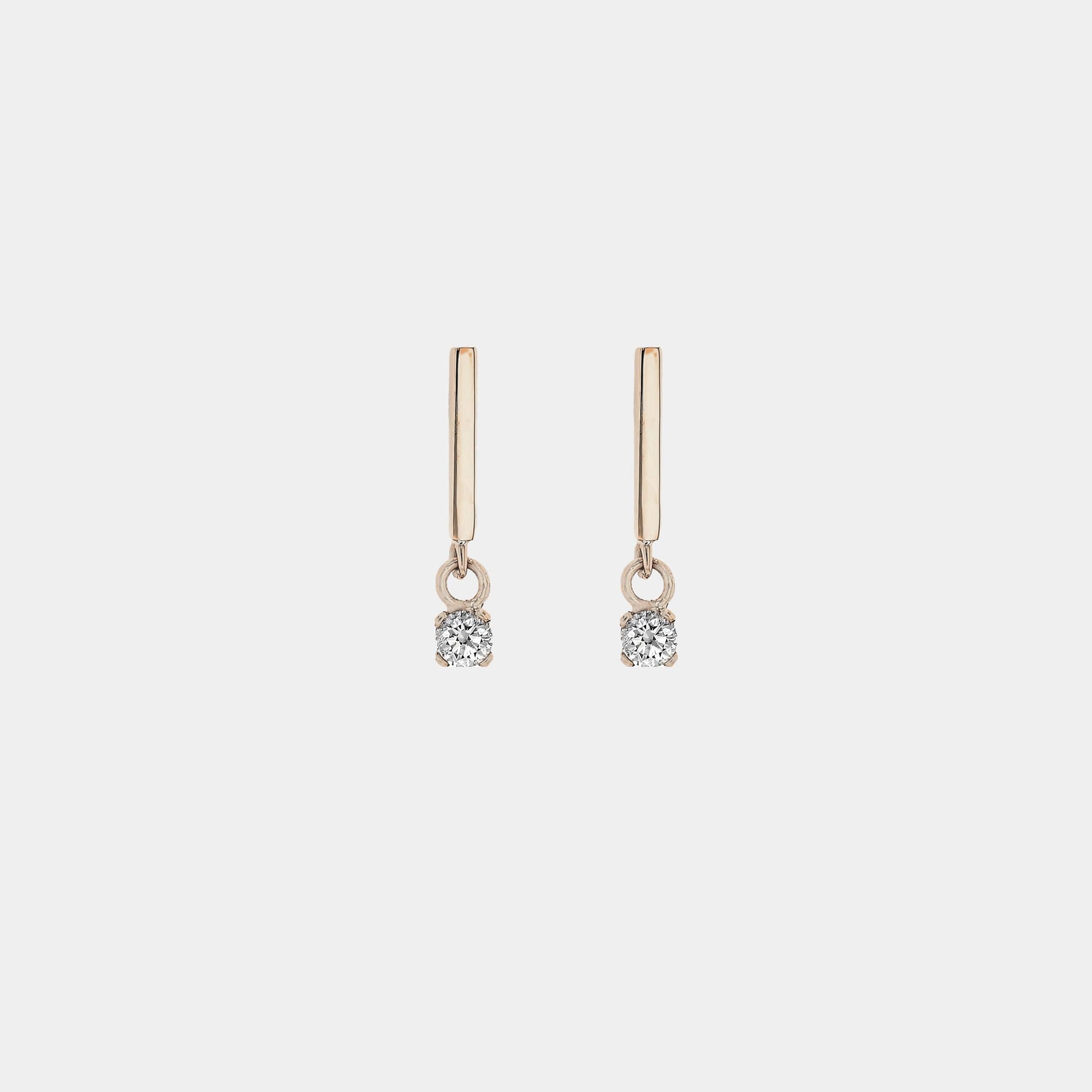 Earrings-Handmade Diamond Gold Bar Earrings for the modern traditionalist. Understated luxury, feminine and daring. Made to order in Australia with a 2-4 week lead time. Complete the look with the Diamond Gold Bar Drop Necklace.-ELIISE MAAR JEWELLERY