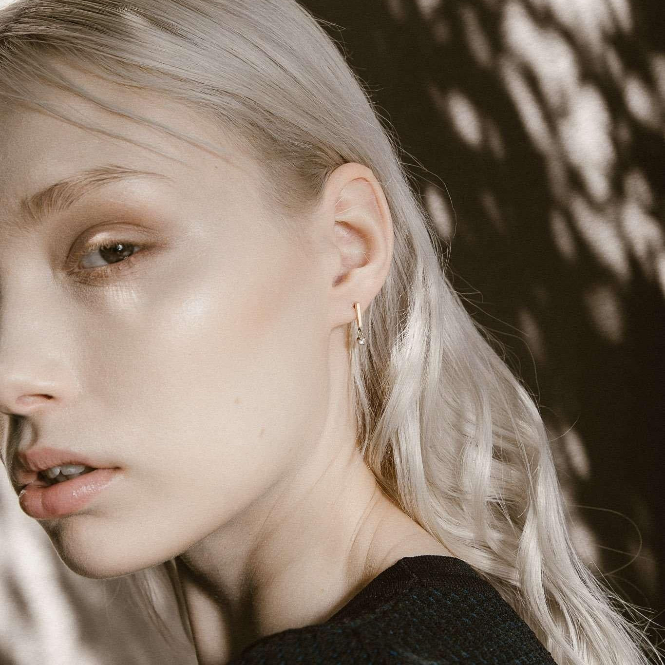 Earrings-Handmade Diamond Gold Bar Earrings for the modern traditionalist. Understated luxury, feminine and daring. Made to order in Australia with a 2-4 week lead time. Complete the look with the Diamond Gold Bar Drop Necklace.-ELIISE MAAR JEWELLERY