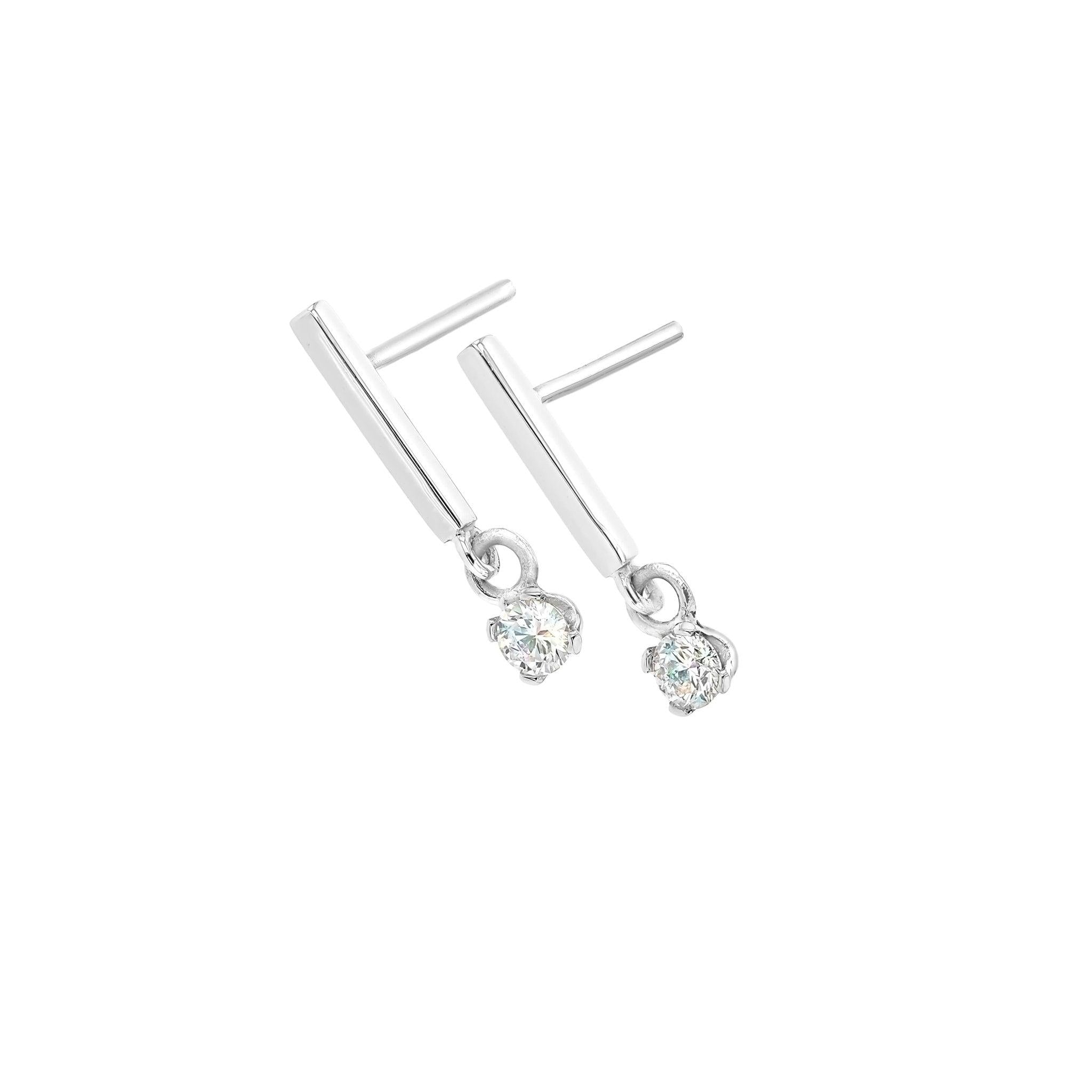 Earrings-Handmade Diamond Gold Bar Earrings for the modern traditionalist. Understated luxury, feminine and daring. Made to order in Australia with a 2-4 week lead time. Complete the look with the Diamond Gold Bar Drop Necklace.-ELIISE MAAR JEWELLERY