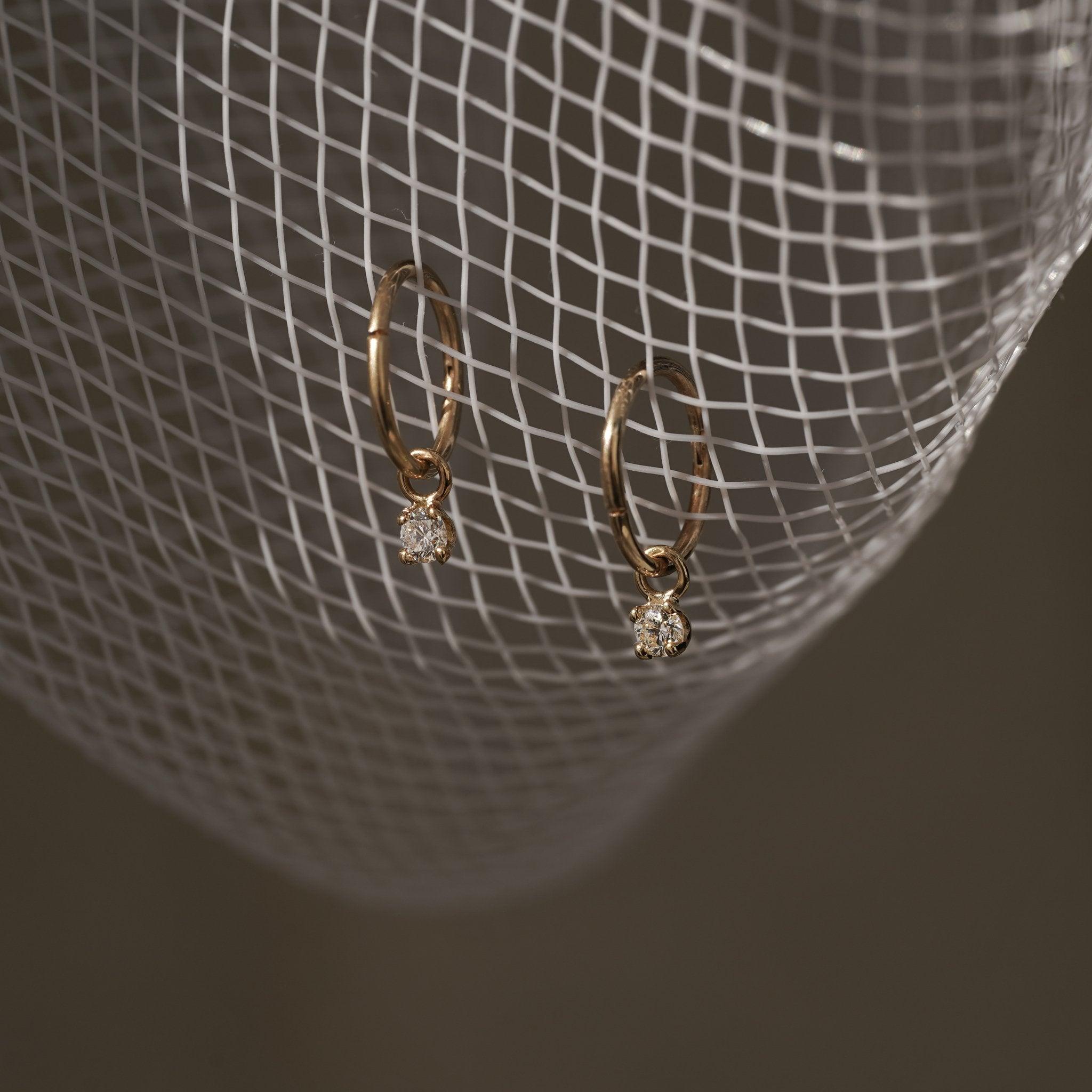 Earrings-Diamond Sleeper Earrings. Made to order with a 2-4 week lead time. Crafted in Australia for comfort and simplicity. Perfect for day and night wear. Pair with a single diamond necklace.-ELIISE MAAR JEWELLERY