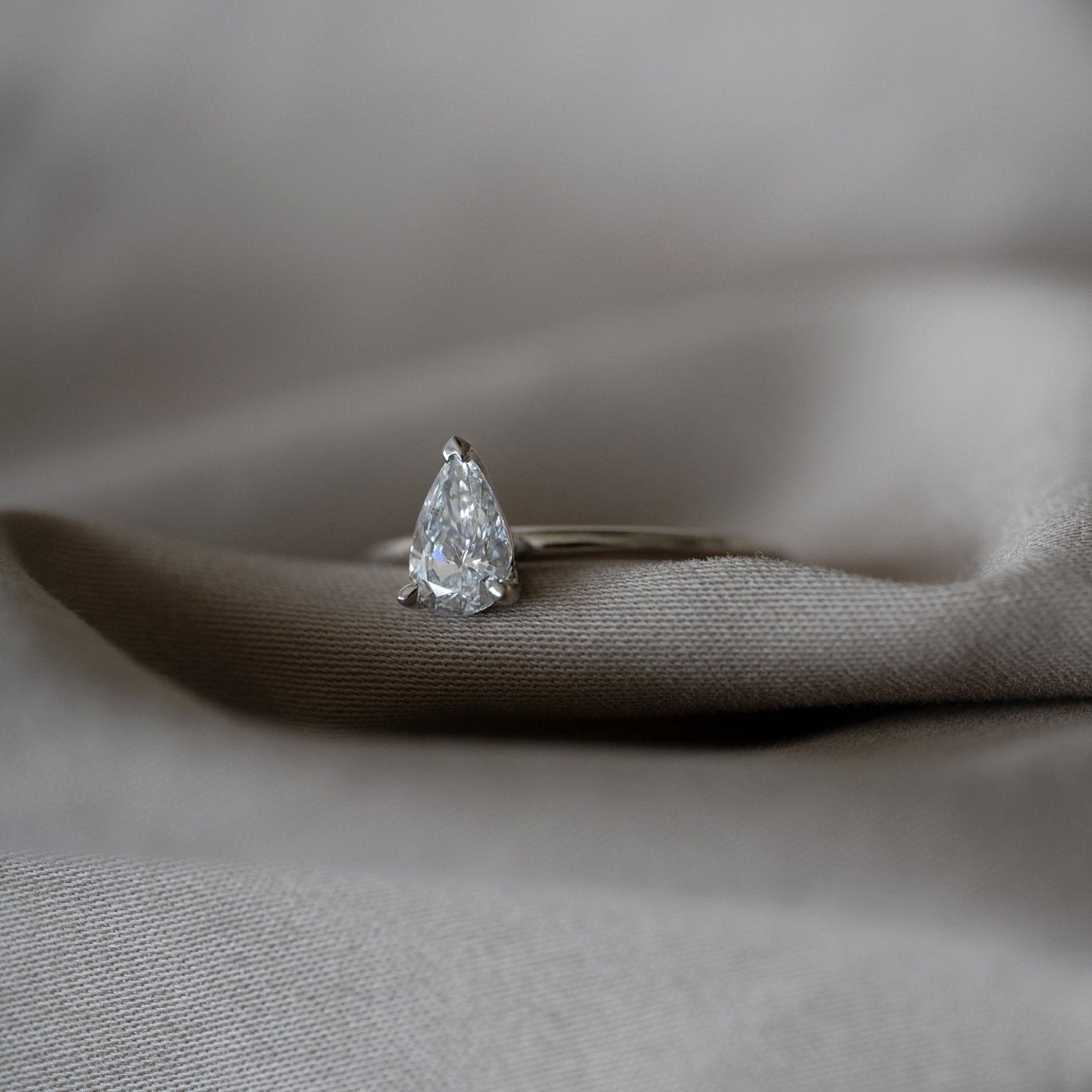 Rings-A classic solitaire design featuring a pear cut diamond. *Available in various diamond sizes.-ELIISE MAAR JEWELLERY