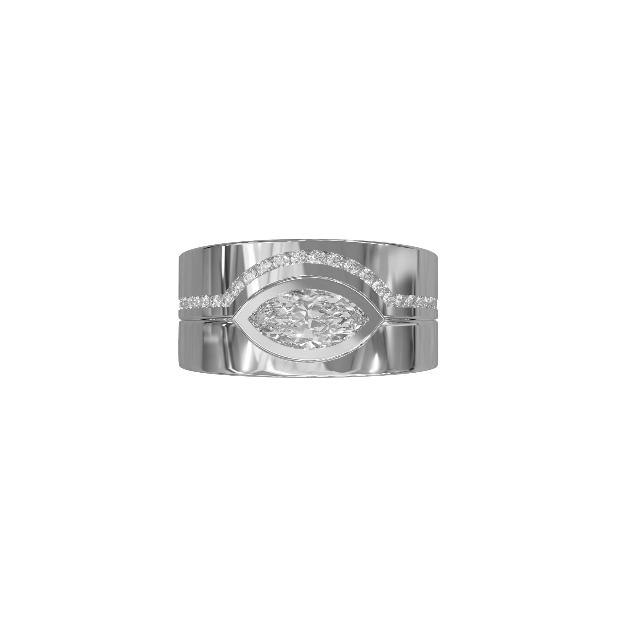 Rings-A set designed with intention. The Iris Ring and a curved diamond band to complete the set.-ELIISE MAAR JEWELLERY
