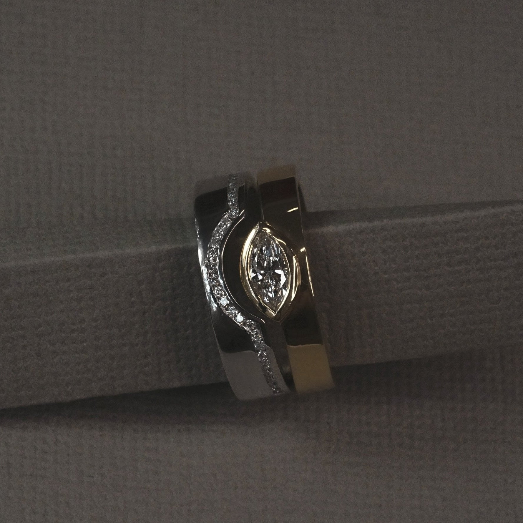 Rings-A set designed with intention. The Iris Ring and a curved diamond band to complete the set.-ELIISE MAAR JEWELLERY