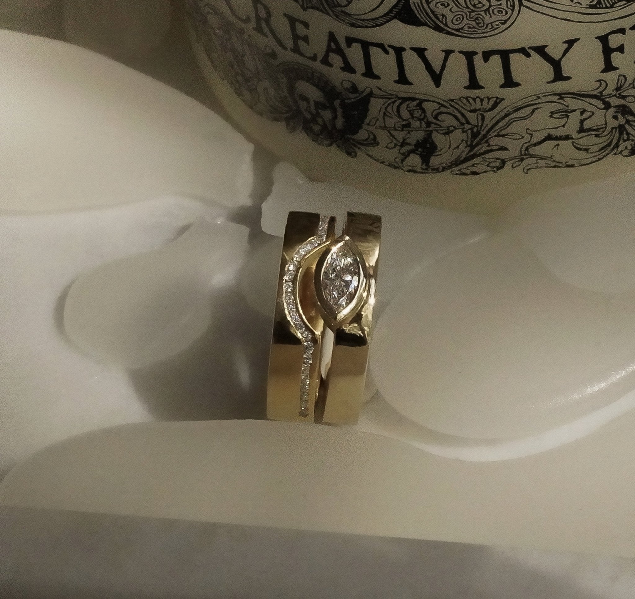 Rings-A set designed with intention. The Iris Ring and a curved diamond band to complete the set.-ELIISE MAAR JEWELLERY