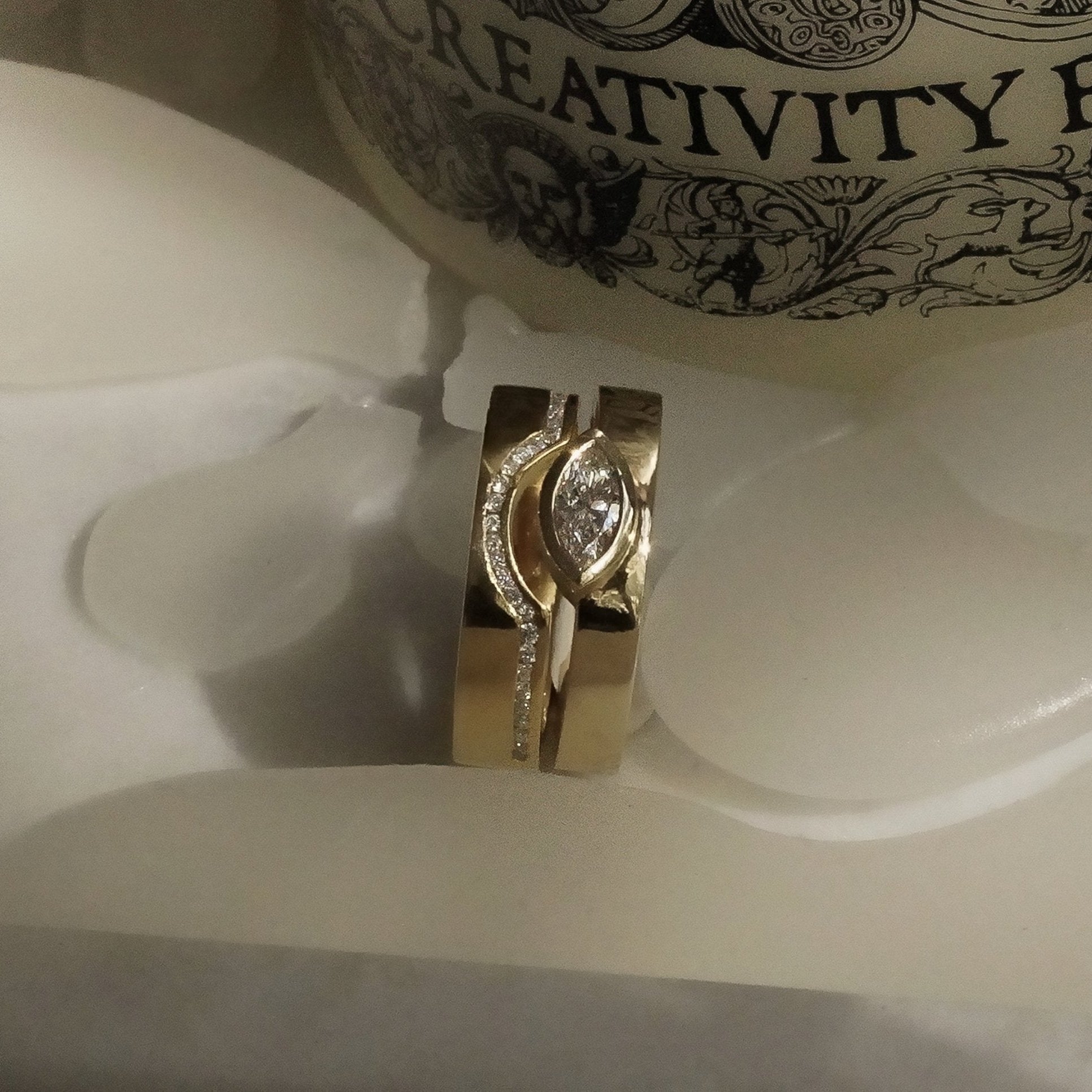 Rings-A set designed with intention. The Iris Ring and a curved diamond band to complete the set.-ELIISE MAAR JEWELLERY