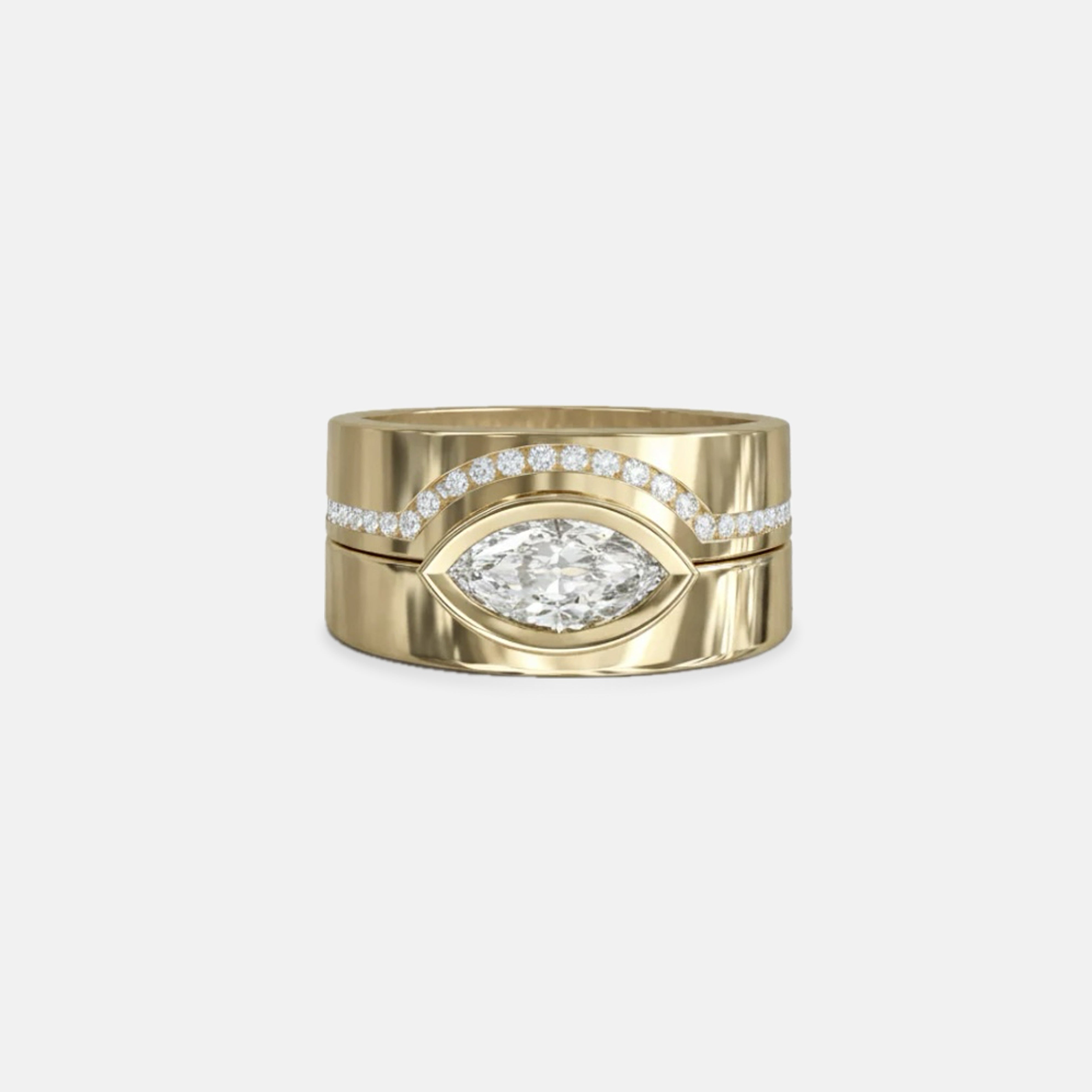 Rings-A set designed with intention. The Iris Ring and a curved diamond band to complete the set.-ELIISE MAAR JEWELLERY