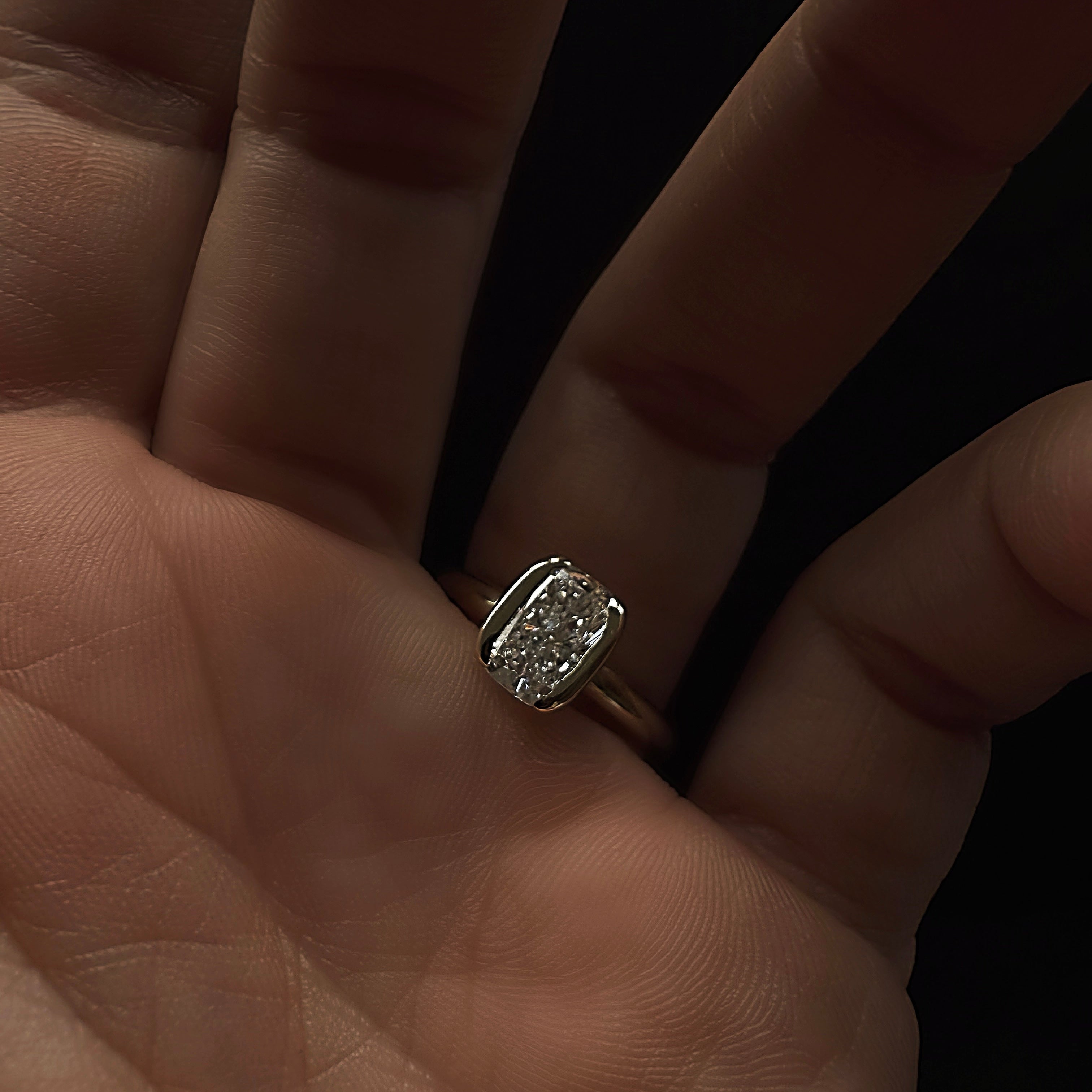 Rings-A ring shaped not by tradition, but by intention. The Isla Cushion Diamond Solitaire Ring is an ode to clarity - where elegance is stripped of excess and only truth remains. Available in different size cushion cut diamonds. Lifestyle images feature an elongated cushion diamond.-ELIISE MAAR JEWELLERY