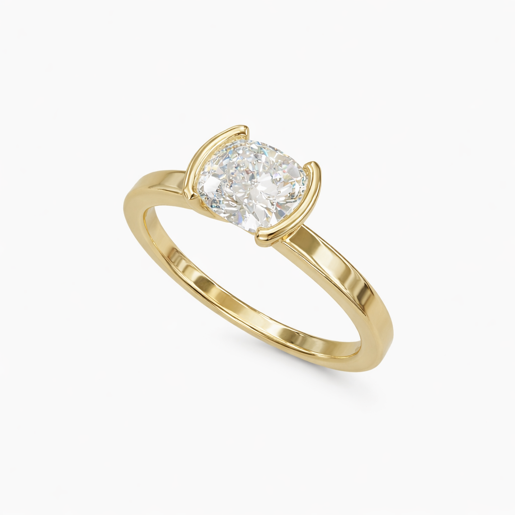 Rings-A ring shaped not by tradition, but by intention. The Isla Cushion Diamond Solitaire Ring is an ode to clarity - where elegance is stripped of excess and only truth remains. Available in different size cushion cut diamonds. Lifestyle images feature an elongated cushion diamond.-ELIISE MAAR JEWELLERY