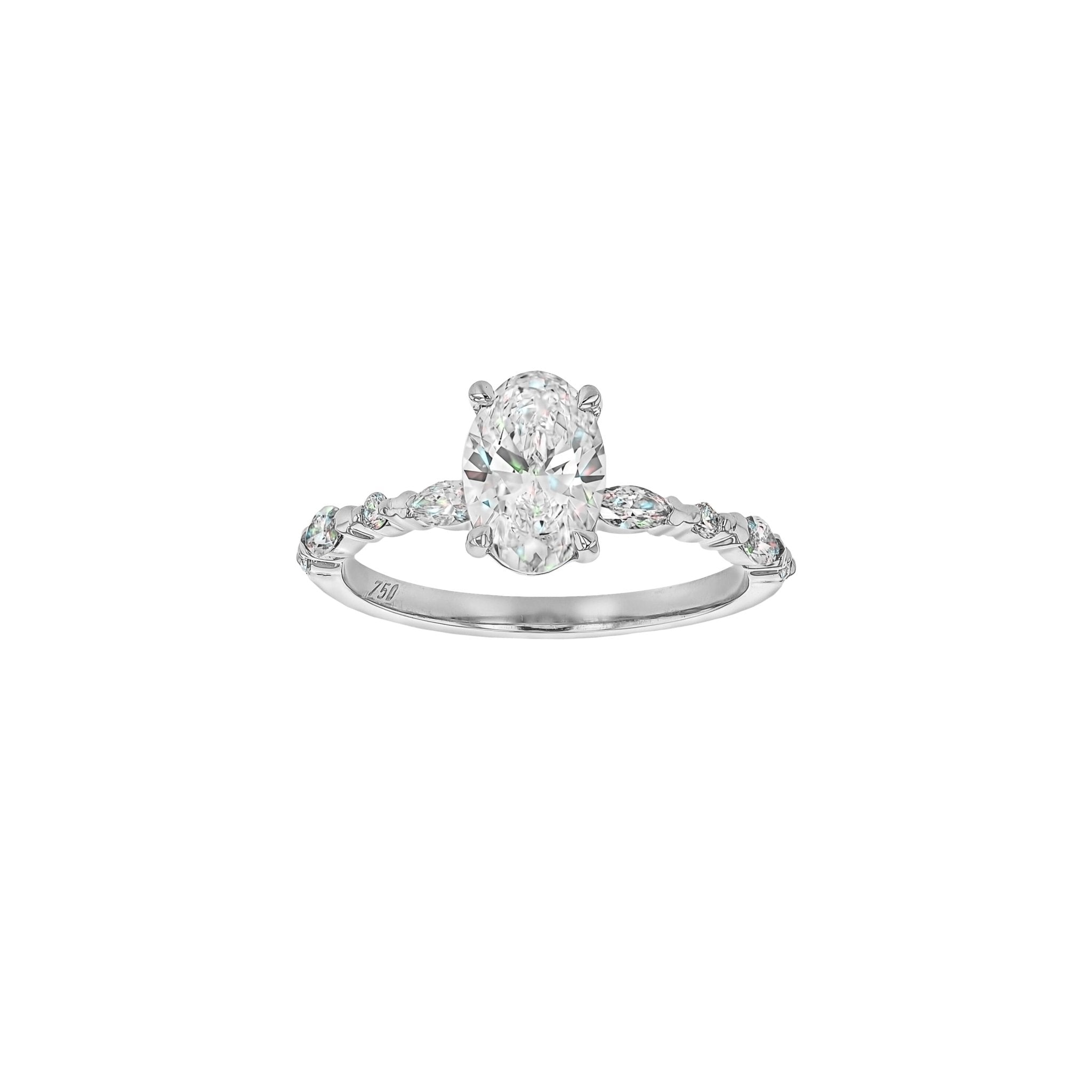 Rings-Our most classic Eliise Maar Design. With striking round brilliant and marquise cut diamonds set into the band in a dazzling wave of brilliance creating a crescendo at the centre stone of your choosing. This ring is feminine and mesmerising.-ELIISE MAAR JEWELLERY