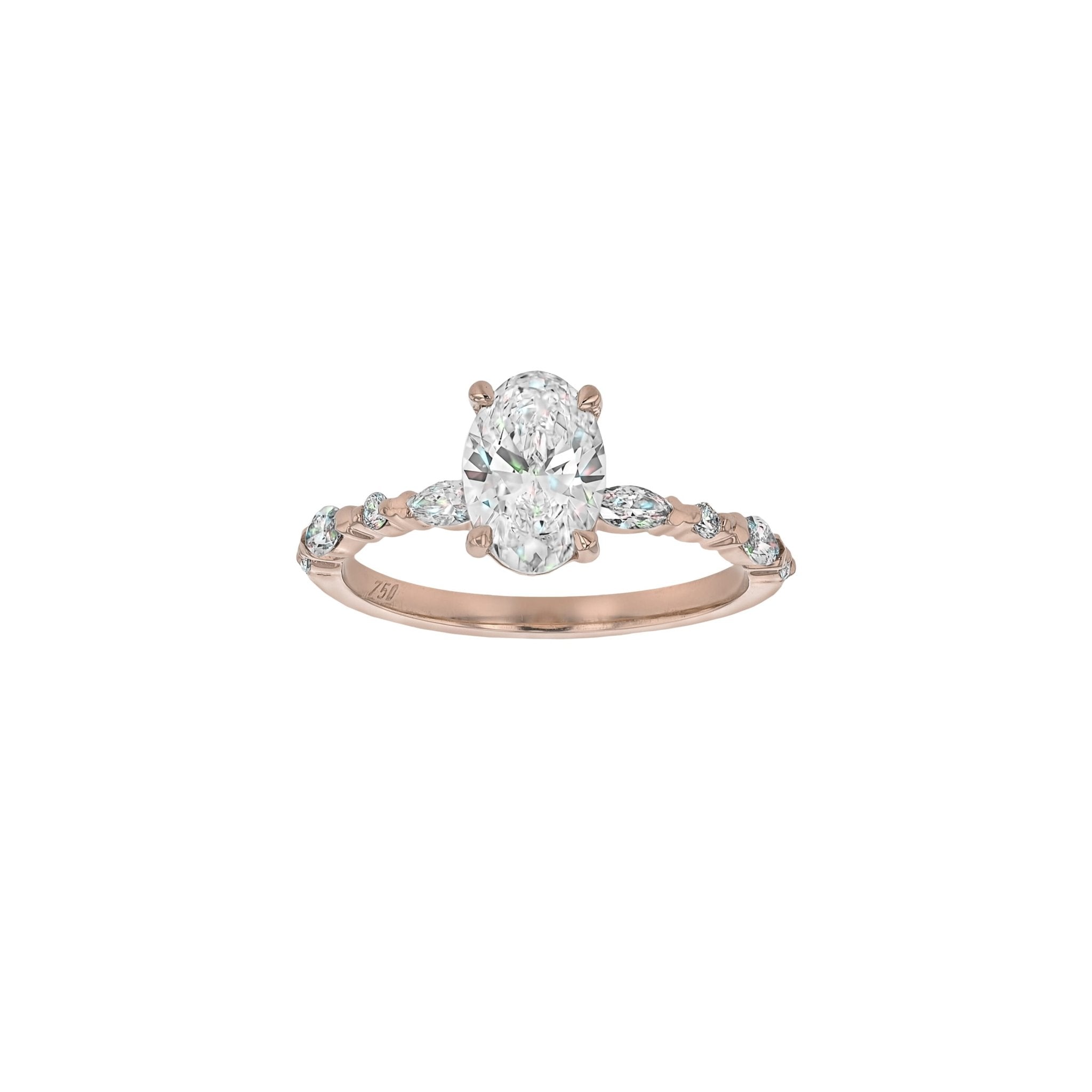 Rings-Our most classic Eliise Maar Design. With striking round brilliant and marquise cut diamonds set into the band in a dazzling wave of brilliance creating a crescendo at the centre stone of your choosing. This ring is feminine and mesmerising.-ELIISE MAAR JEWELLERY