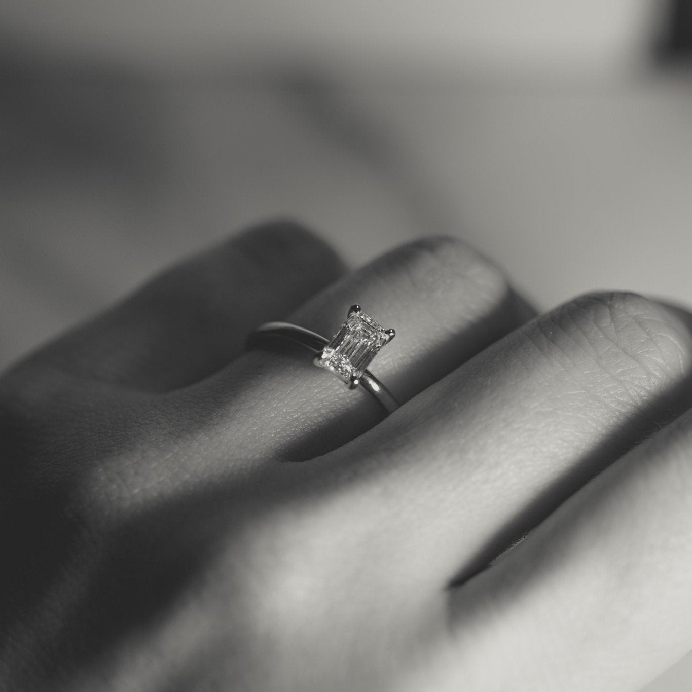 Rings-A classic solitaire featuring an emerald cut diamond. Available in various diamond sizes.-ELIISE MAAR JEWELLERY