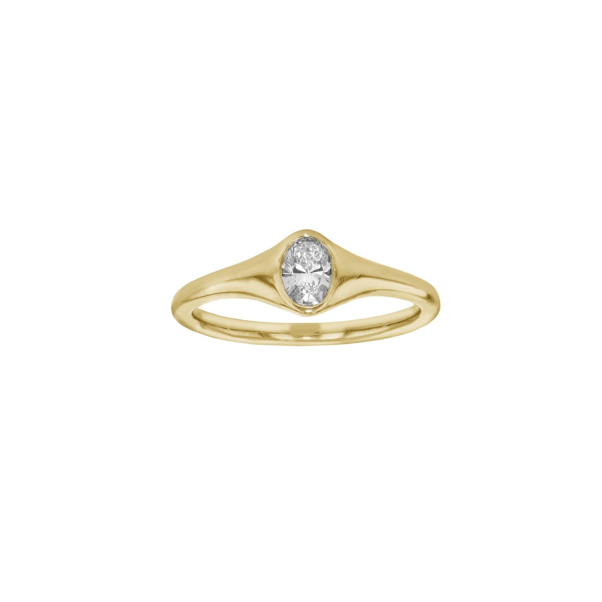 Rings-An exquisitely dainty signet band. Set with an oval diamond, this signet is perfect as a pinky ring or tasteful ring on any finger. Stunning by itself or paired with the Staple Signet Diamond Band for extra elegance. Matching Staple Signet diamond band is available to purchase separately here-ELIISE MAAR JEWELLERY