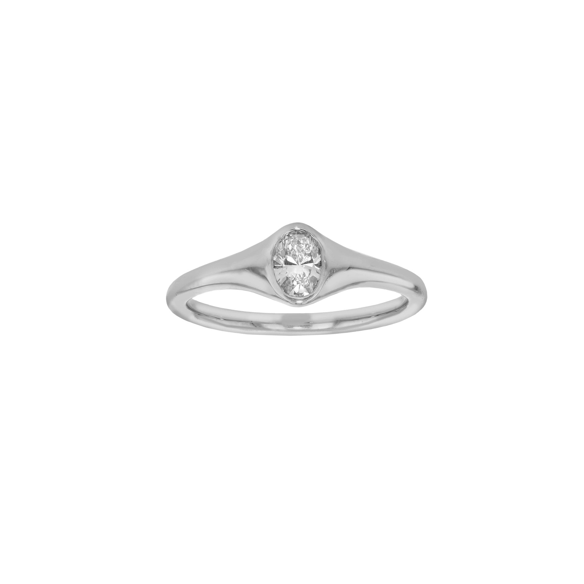 Rings-An exquisitely dainty signet band. Set with an oval diamond, this signet is perfect as a pinky ring or tasteful ring on any finger. Stunning by itself or paired with the Staple Signet Diamond Band for extra elegance. Matching Staple Signet diamond band is available to purchase separately here-ELIISE MAAR JEWELLERY
