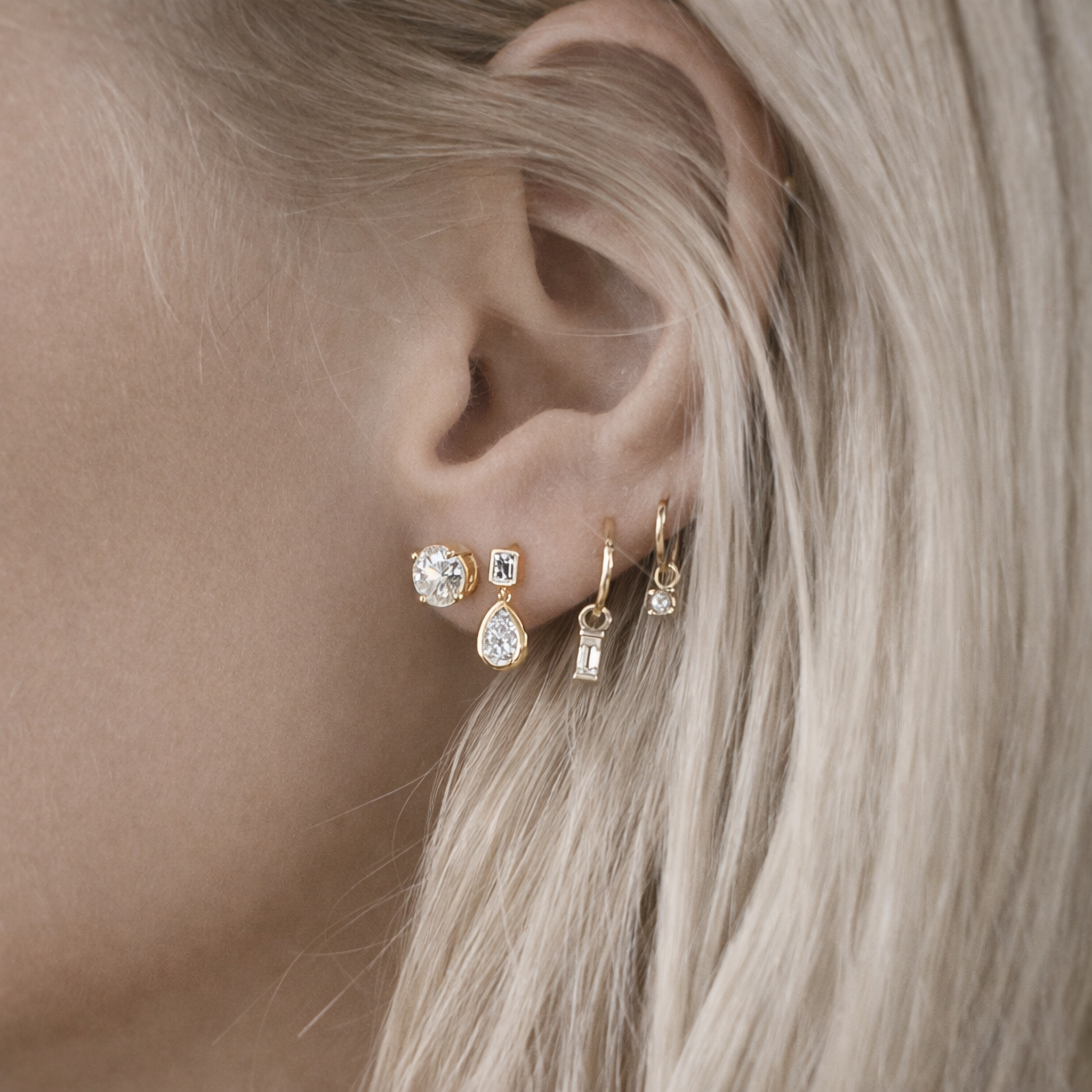 Earrings-Pearl Sleeper Earrings by Eliise Maar. Made to order in Australia, 2-4 weeks. Ethically sourced diamonds, recycled gold. Secure claw set.-ELIISE MAAR JEWELLERY