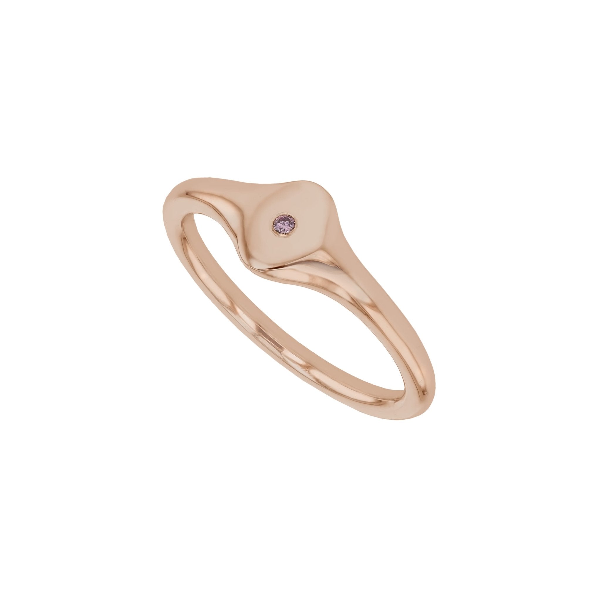 Rings-An exquisitely dainty signet band. Set with a rare pink diamond, this signet is perfect as a pinky ring or delicate band on any finger. Stunning by itself or paired with the staple signet diamond band for extra radiance.-ELIISE MAAR JEWELLERY