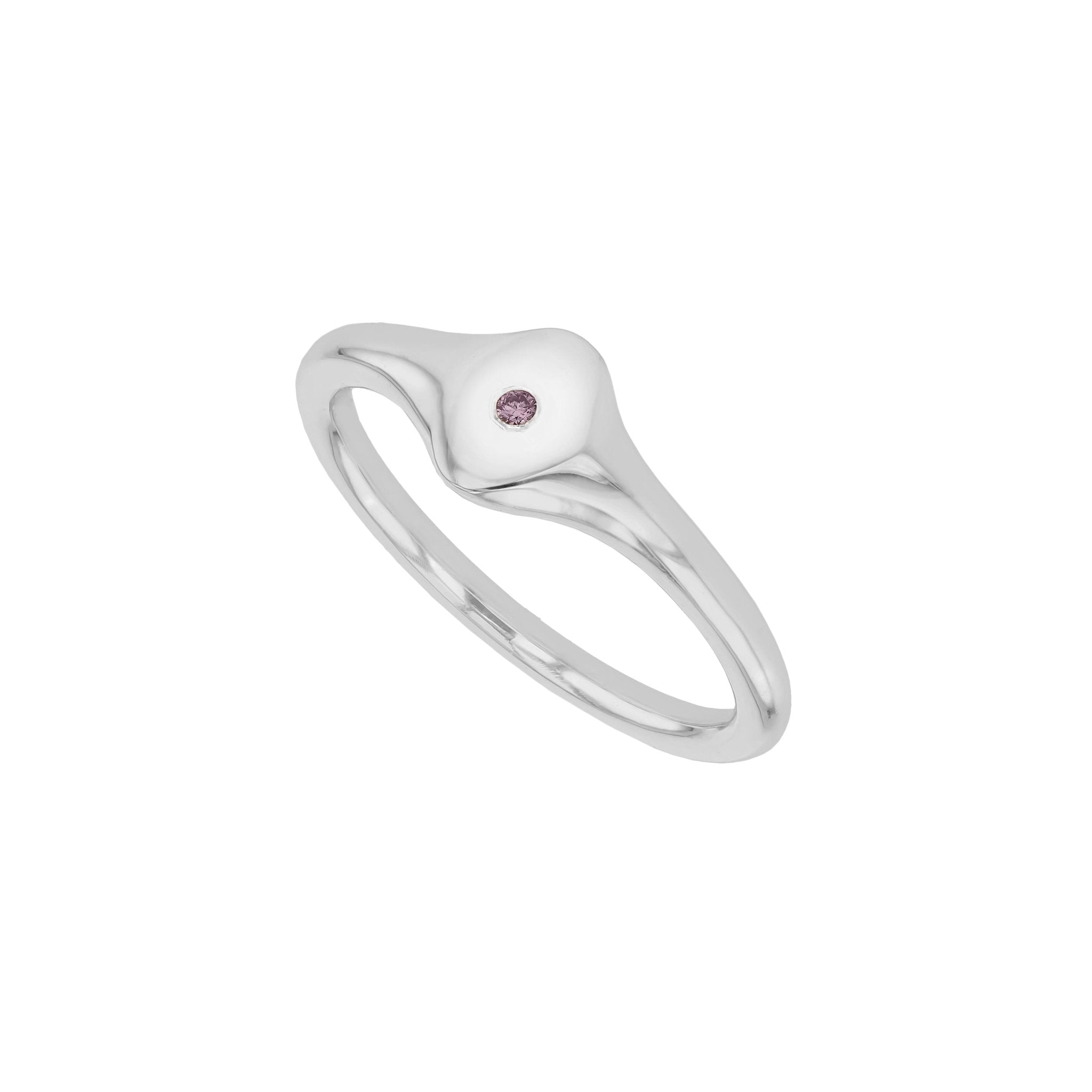 Rings-An exquisitely dainty signet band. Set with a rare pink diamond, this signet is perfect as a pinky ring or delicate band on any finger. Stunning by itself or paired with the staple signet diamond band for extra radiance.-ELIISE MAAR JEWELLERY