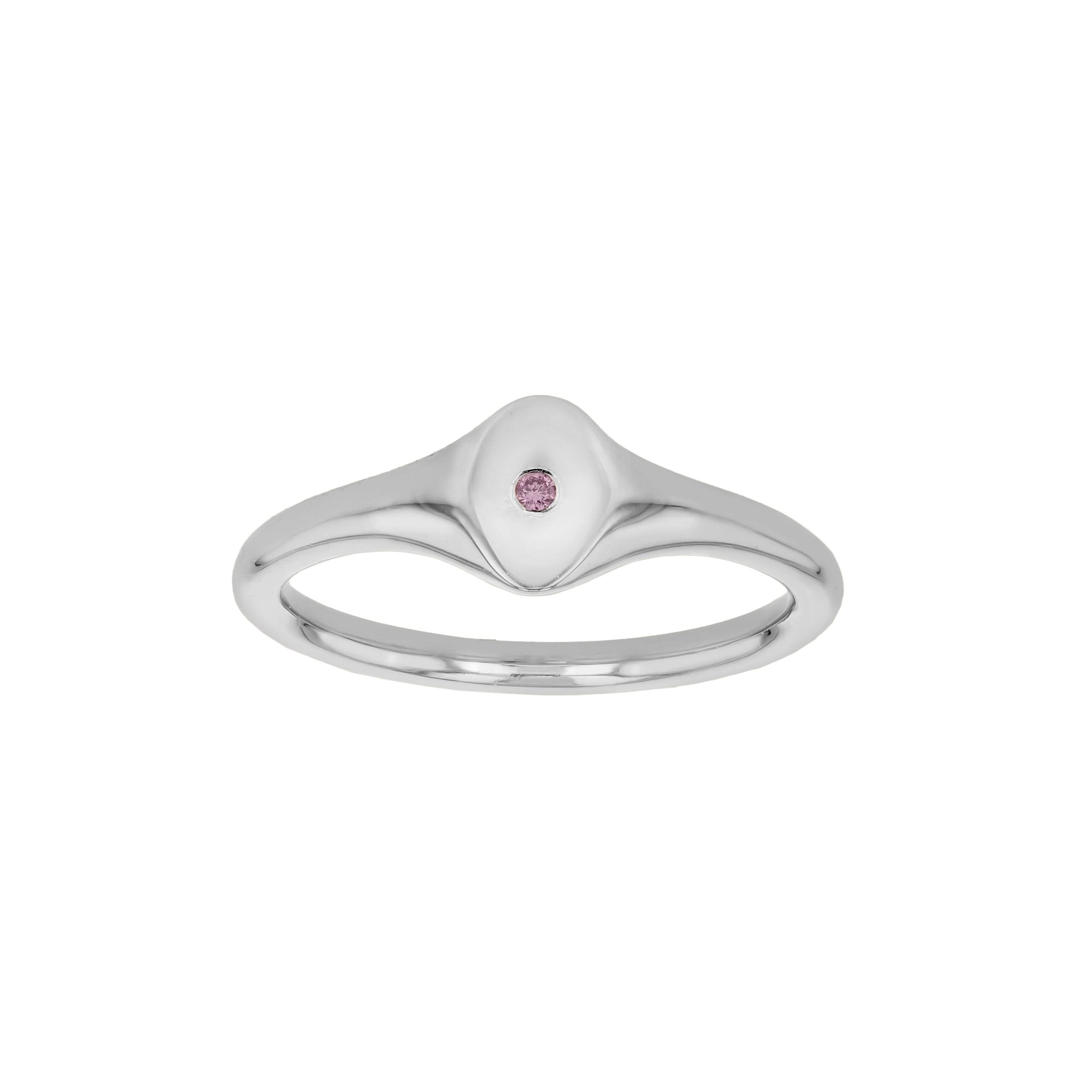 Rings-An exquisitely dainty signet band. Set with a rare pink diamond, this signet is perfect as a pinky ring or delicate band on any finger. Stunning by itself or paired with the staple signet diamond band for extra radiance.-ELIISE MAAR JEWELLERY