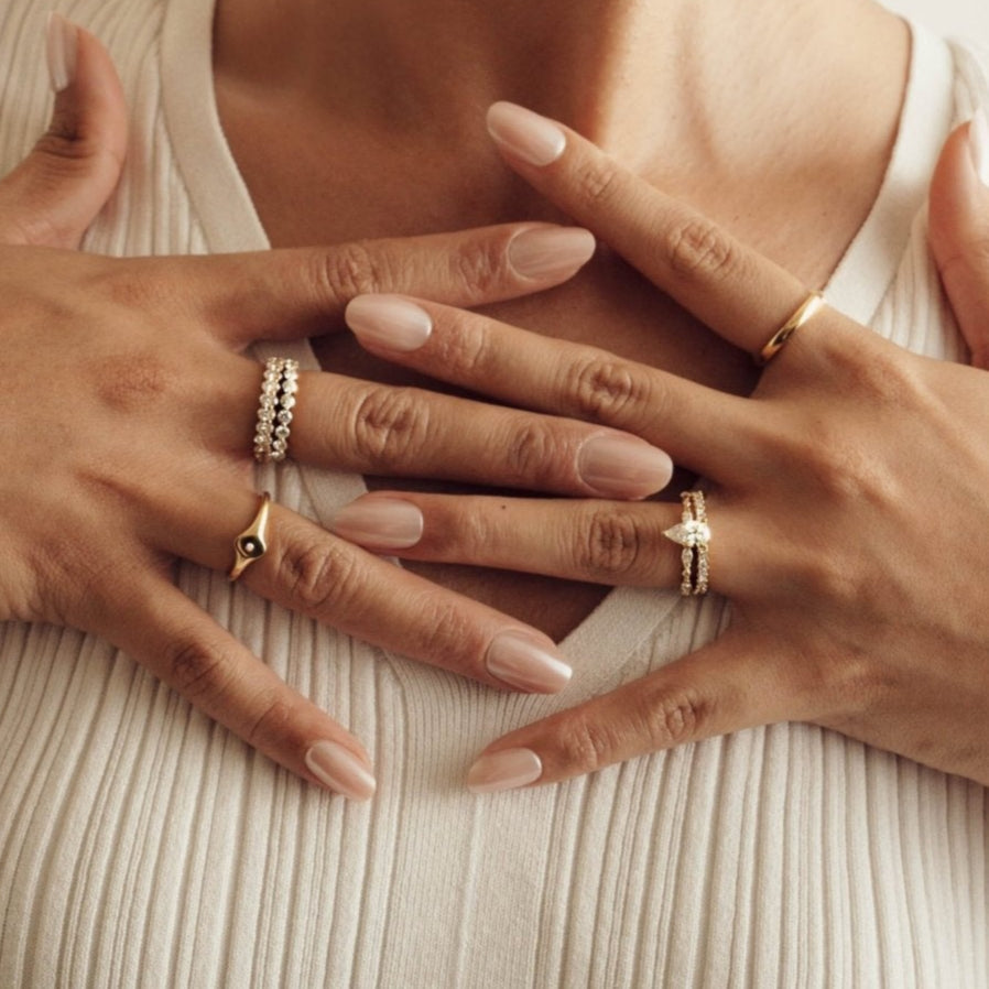 Rings-An exquisitely dainty signet band. Set with a rare pink diamond, this signet is perfect as a pinky ring or delicate band on any finger. Stunning by itself or paired with the staple signet diamond band for extra radiance.-ELIISE MAAR JEWELLERY