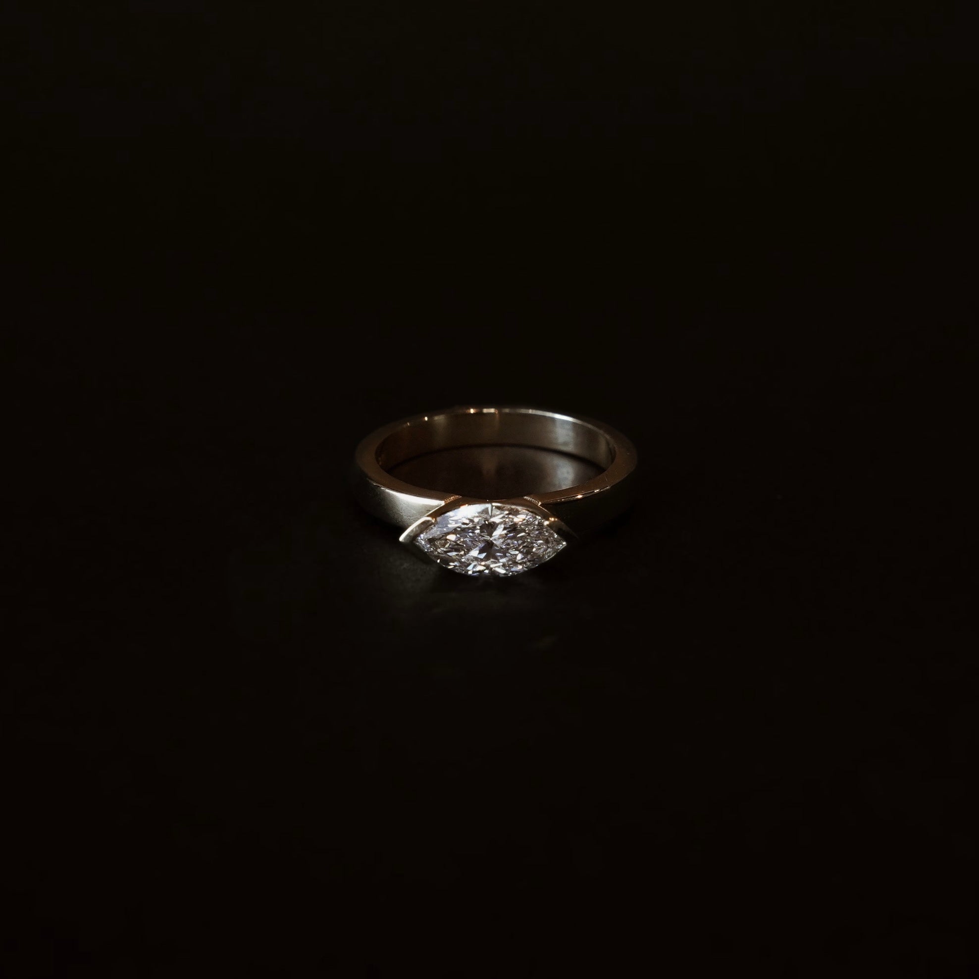 Rings-The Seraphina East West Marquise Diamond Solitaire presents an understated yet striking design. A refined choice for the discerning wearer who appreciates distinctive craftsmanship and timeless beauty with a modern sensibility.-ELIISE MAAR JEWELLERY