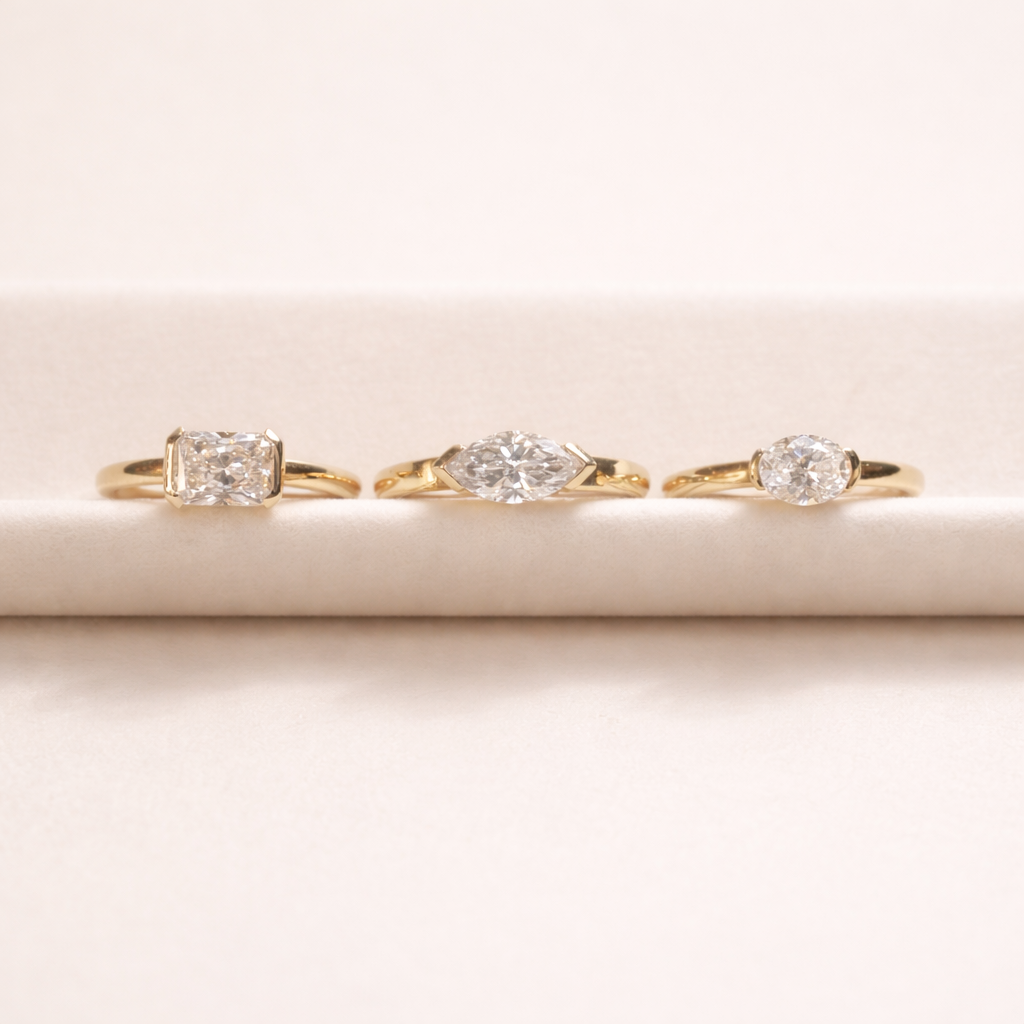 Rings-The Seraphina East West Marquise Diamond Solitaire presents an understated yet striking design. A refined choice for the discerning wearer who appreciates distinctive craftsmanship and timeless beauty with a modern sensibility.-ELIISE MAAR JEWELLERY