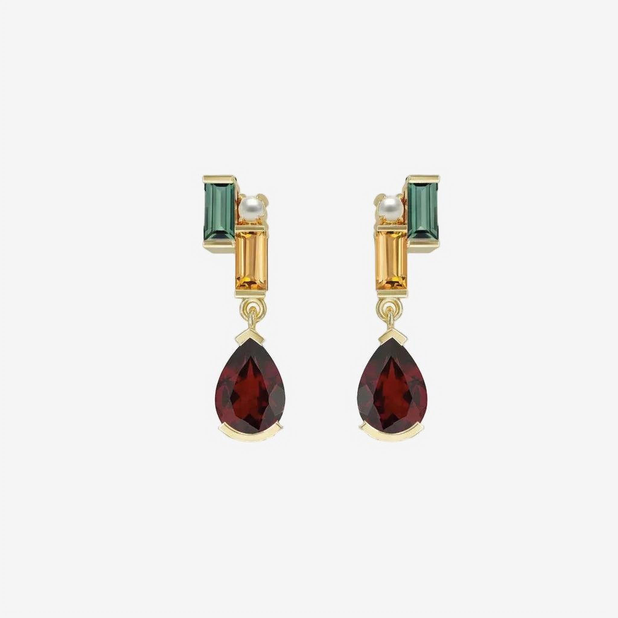 Earrings-Stellar Earrings with baguette-cut stones in warm gold. Made to order in Australia, 2-4 weeks lead time. Ethically sourced diamonds and recycled gold.-ELIISE MAAR JEWELLERY