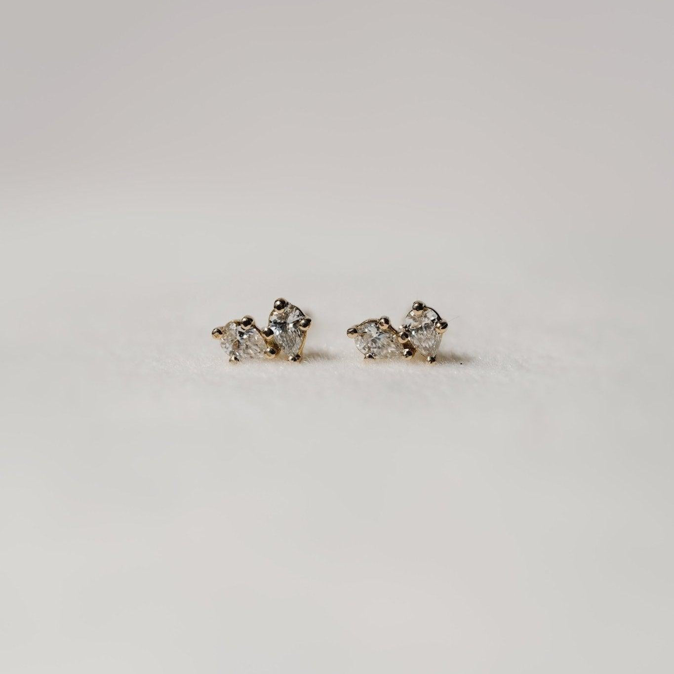 Earrings-The Other Half Earrings feature natural pear cut diamonds with secure screw back fastening. Made to order in Australia with a 2-4 week lead time. Ethically sourced diamonds and gemstones, using recycled and refined gold. Part of the Other Half Collection. Contact info@eliisemaar.com for details.-ELIISE MAAR JEWELLERY