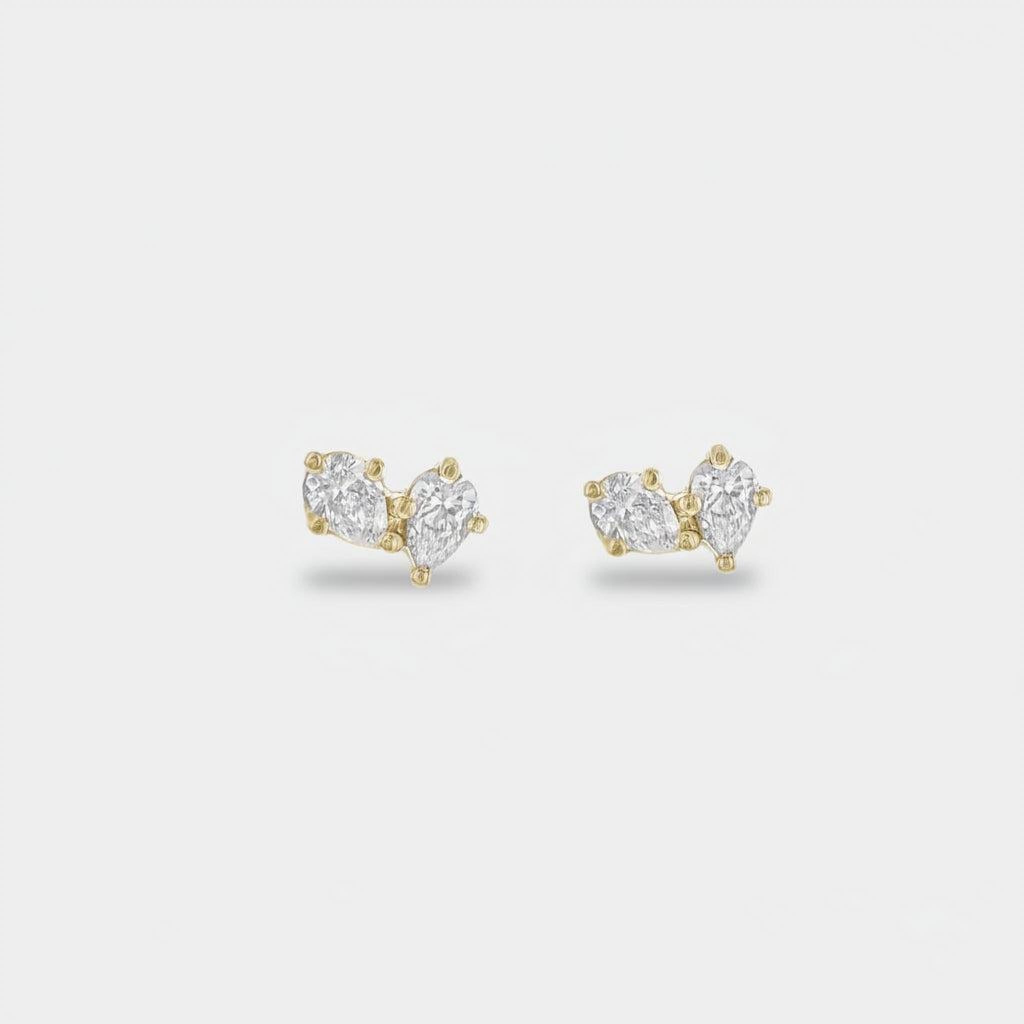 Earrings-The Other Half Earrings feature natural pear cut diamonds with secure screw back fastening. Made to order in Australia with a 2-4 week lead time. Ethically sourced diamonds and gemstones, using recycled and refined gold. Part of the Other Half Collection. Contact info@eliisemaar.com for details.-ELIISE MAAR JEWELLERY