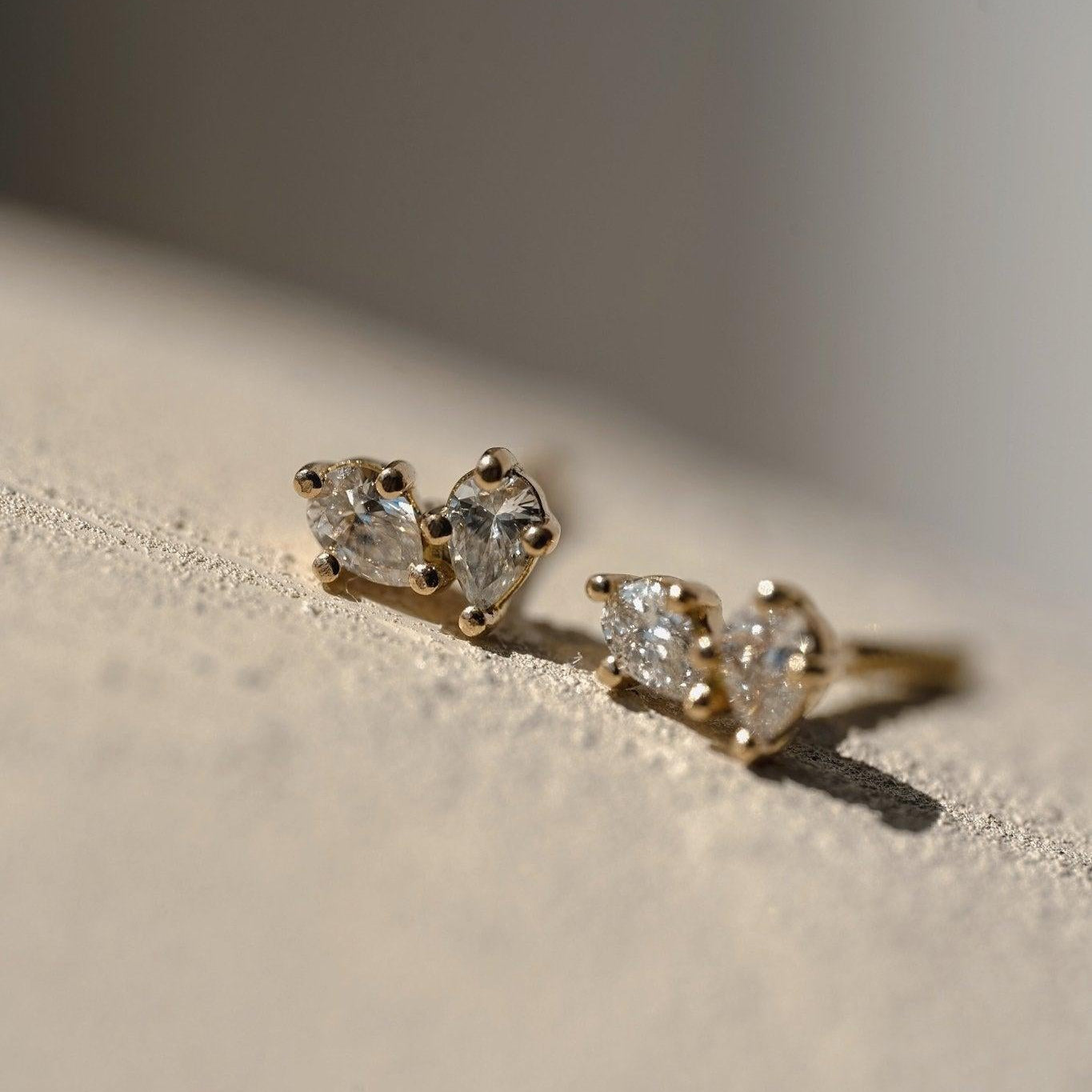 Earrings-The Other Half Earrings feature natural pear cut diamonds with secure screw back fastening. Made to order in Australia with a 2-4 week lead time. Ethically sourced diamonds and gemstones, using recycled and refined gold. Part of the Other Half Collection. Contact info@eliisemaar.com for details.-ELIISE MAAR JEWELLERY
