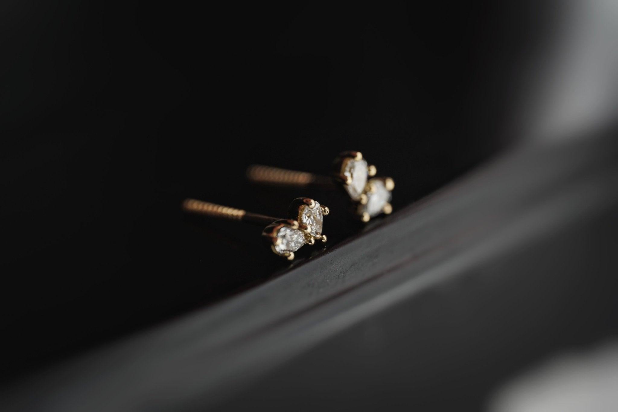 Earrings-The Other Half Earrings feature natural pear cut diamonds with secure screw back fastening. Made to order in Australia with a 2-4 week lead time. Ethically sourced diamonds and gemstones, using recycled and refined gold. Part of the Other Half Collection. Contact info@eliisemaar.com for details.-ELIISE MAAR JEWELLERY