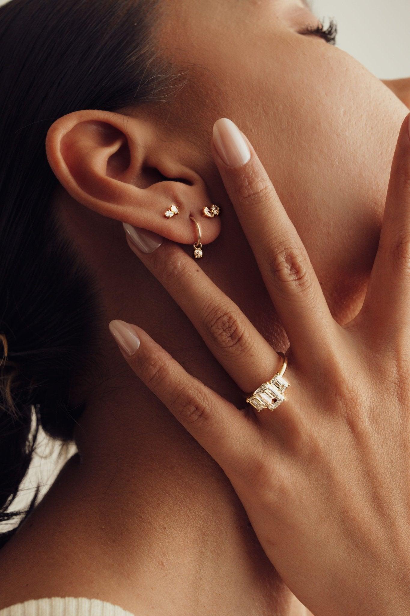 Earrings-The Other Half Earrings feature natural pear cut diamonds with secure screw back fastening. Made to order in Australia with a 2-4 week lead time. Ethically sourced diamonds and gemstones, using recycled and refined gold. Part of the Other Half Collection. Contact info@eliisemaar.com for details.-ELIISE MAAR JEWELLERY