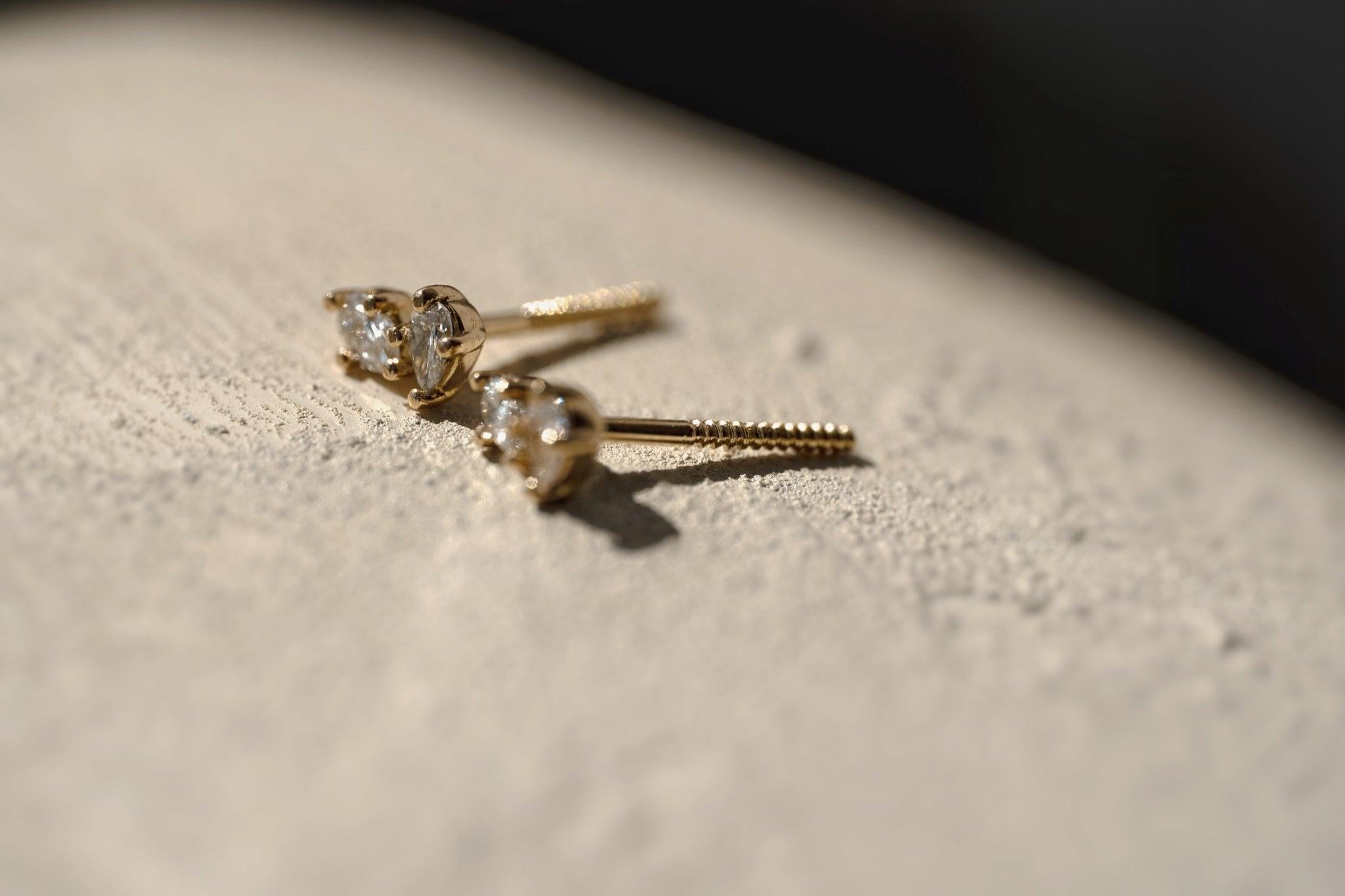 Earrings-The Other Half Earrings feature natural pear cut diamonds with secure screw back fastening. Made to order in Australia with a 2-4 week lead time. Ethically sourced diamonds and gemstones, using recycled and refined gold. Part of the Other Half Collection. Contact info@eliisemaar.com for details.-ELIISE MAAR JEWELLERY