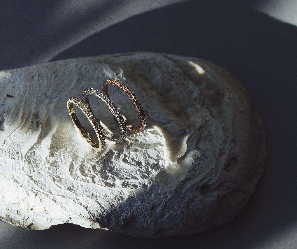 Rings-Inspired by the frosty landscapes of Estonia, this detailed gold band is delicate and sophisticated. Stunning as a stand alone ring or stacked.-ELIISE MAAR JEWELLERY