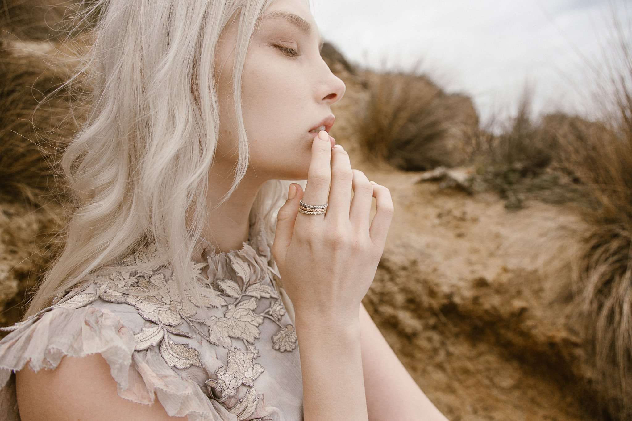 Rings-Inspired by the frosty landscapes of Estonia, this detailed gold band is delicate and sophisticated. Stunning as a stand alone ring or stacked.-ELIISE MAAR JEWELLERY