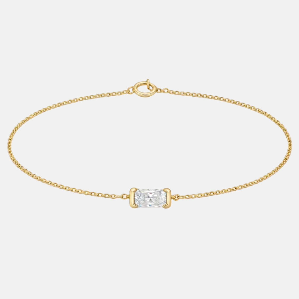 Bracelets-Vivian Solitaire Diamond Bracelet. Oval diamond centerpiece on a sleek bracelet. Elegant and timeless design.-ELIISE MAAR JEWELLERY