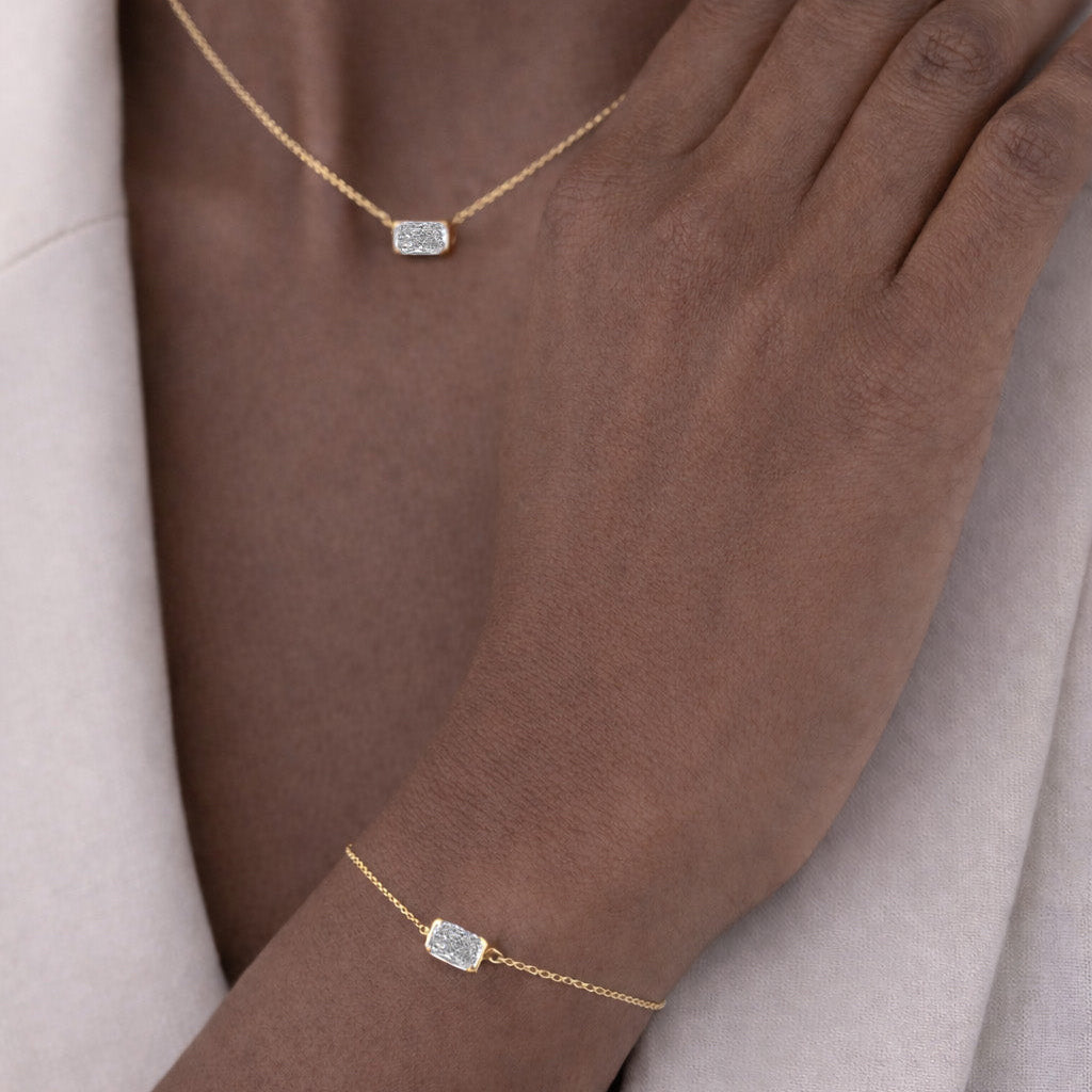 Bracelets-Vivian Solitaire Diamond Bracelet. Oval diamond centerpiece on a sleek bracelet. Elegant and timeless design.-ELIISE MAAR JEWELLERY