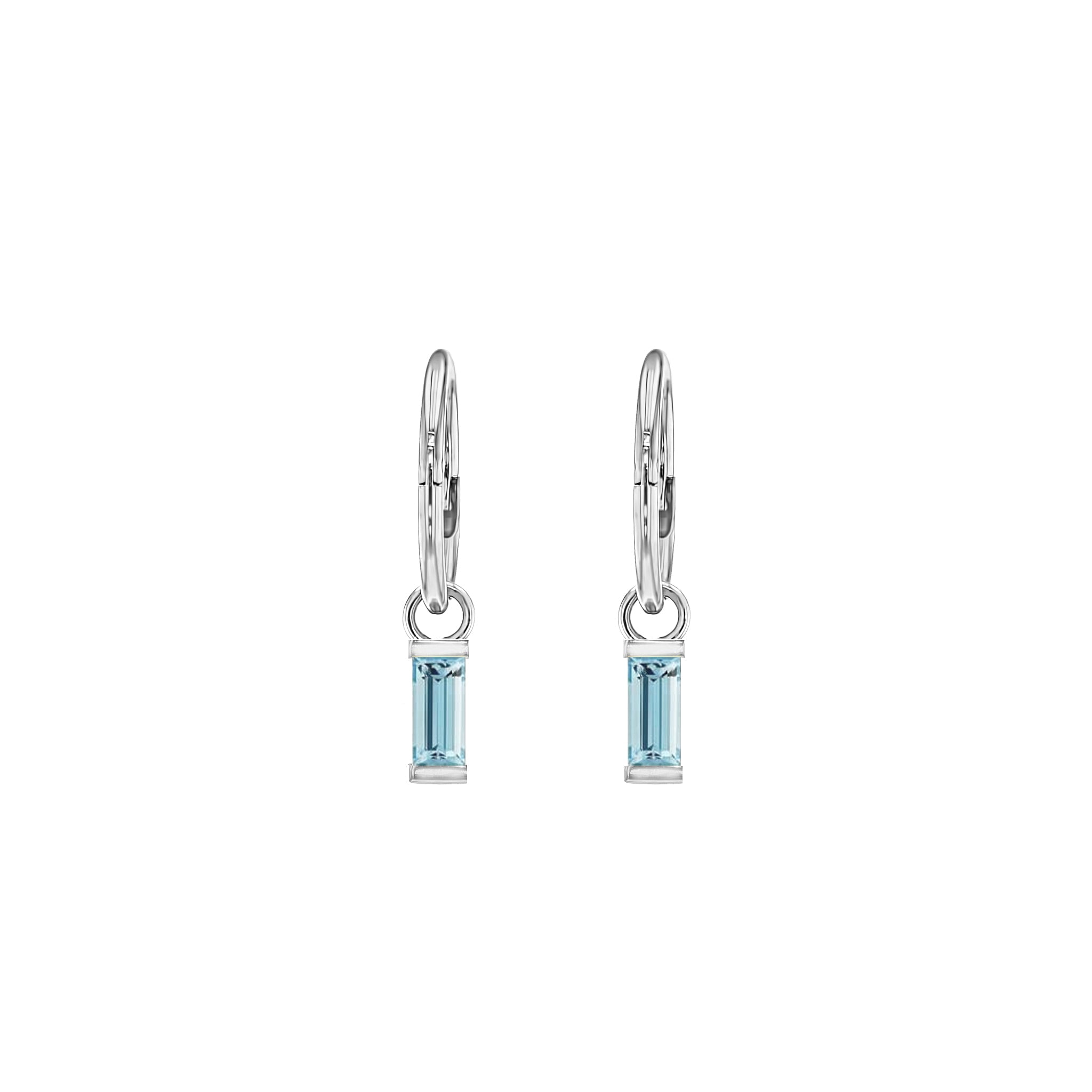 Baguette Aquamarine Sleeper Earrings-Earrings-Eliise Maar Jewellery-Eliise Maar Jewellery