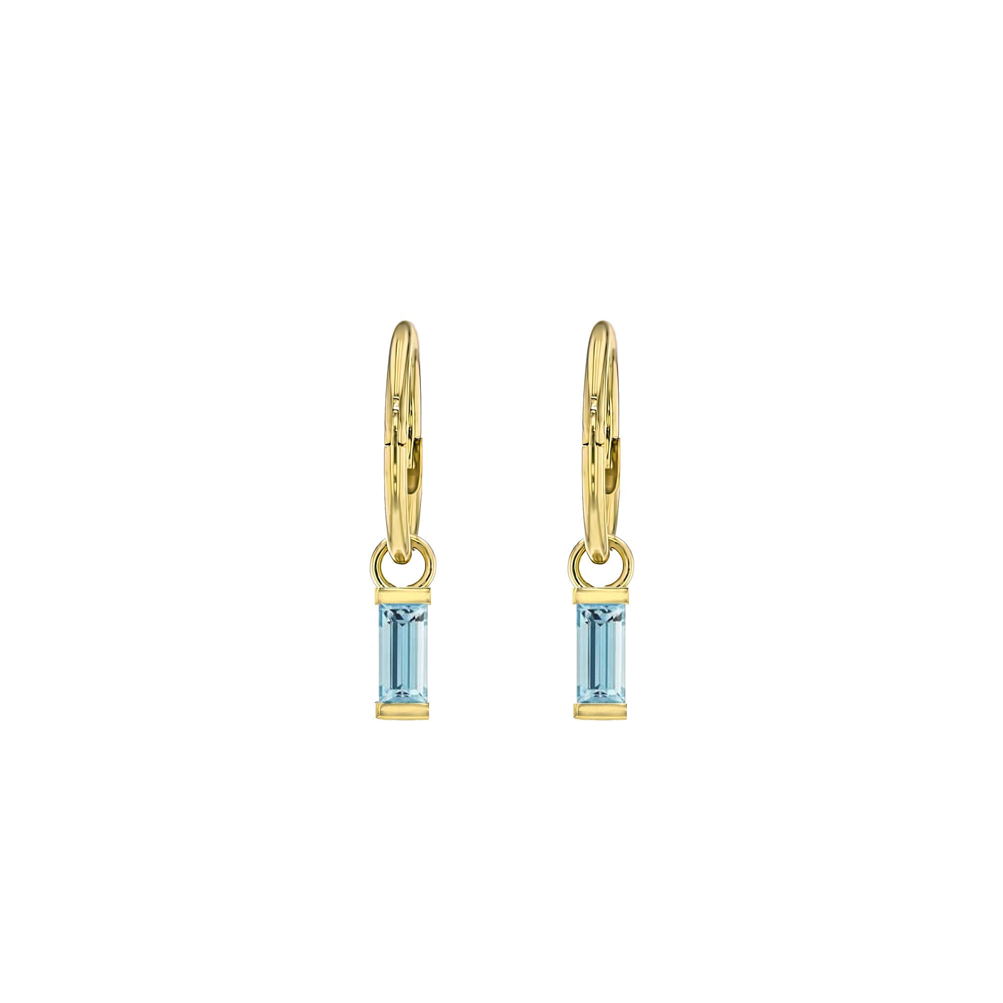 Baguette Aquamarine Sleeper Earrings-Earrings-Eliise Maar Jewellery-Eliise Maar Jewellery