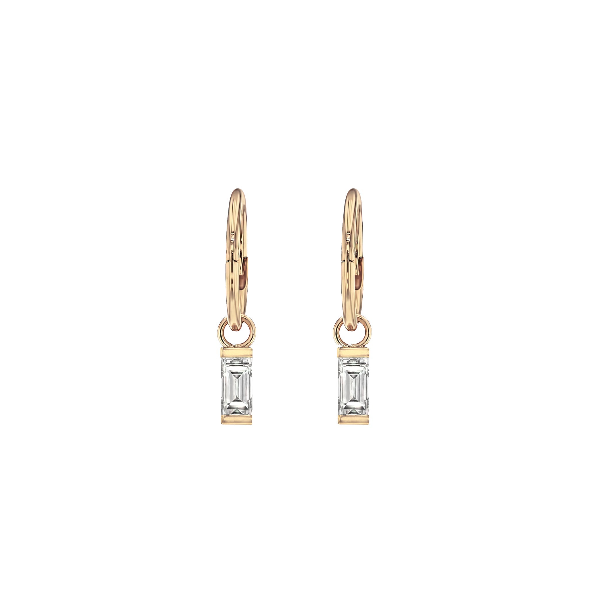 Baguette Diamond Sleeper Earrings-Earrings-Eliise Maar Jewellery-Eliise Maar Jewellery
