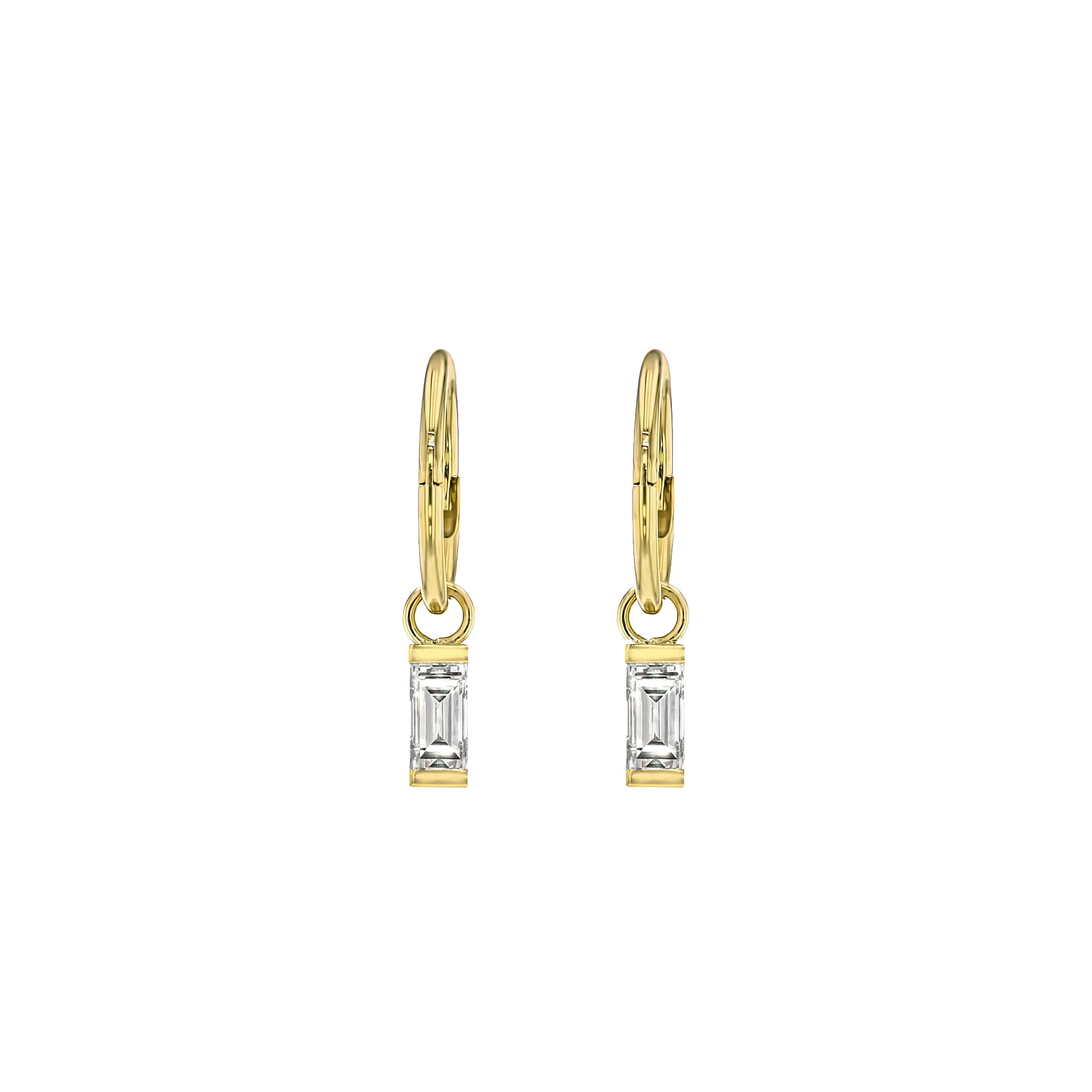 Baguette Diamond Sleeper Earrings-Earrings-Eliise Maar Jewellery-Eliise Maar Jewellery