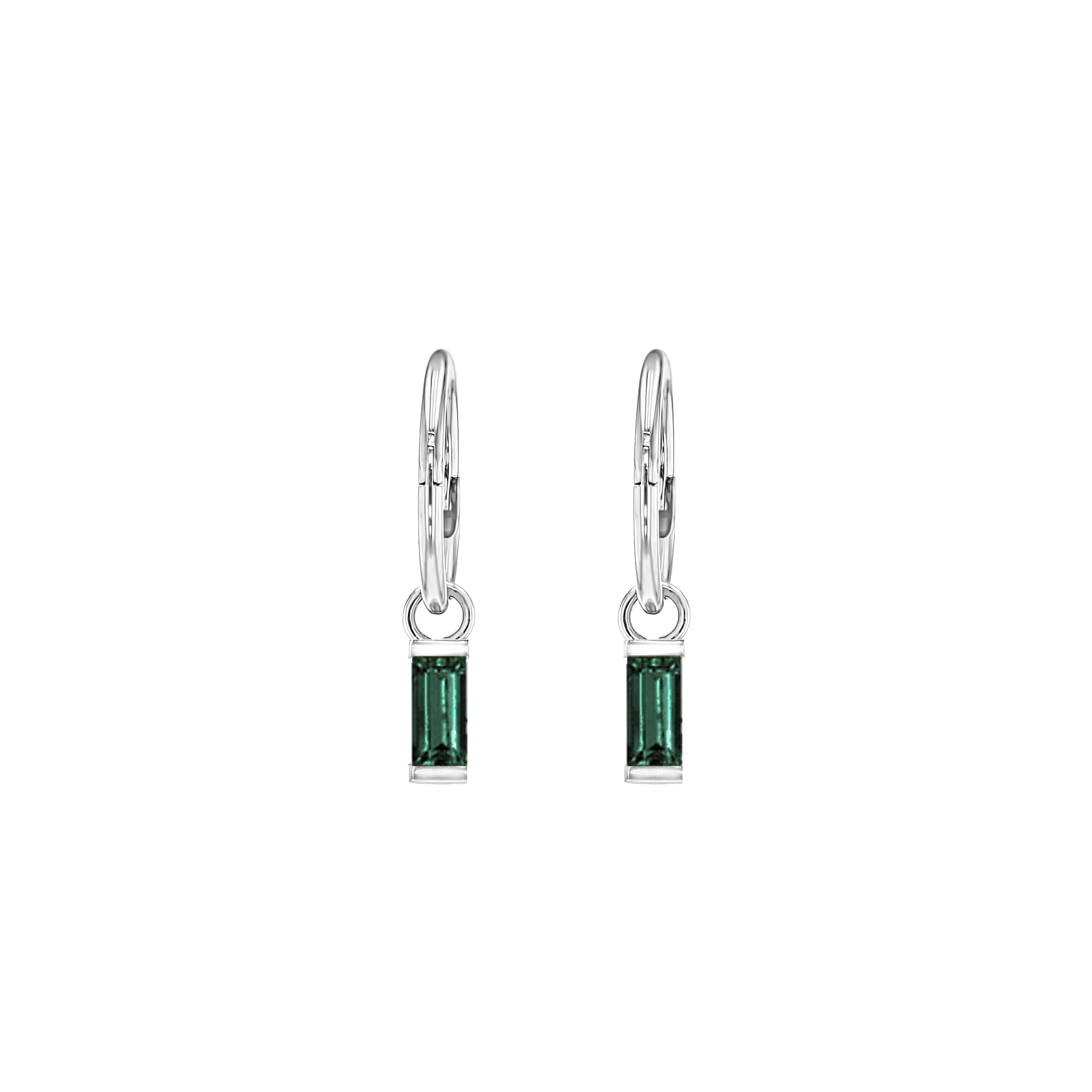 Baguette Emerald Sleeper Earrings-Earrings-Eliise Maar Jewellery-Eliise Maar Jewellery