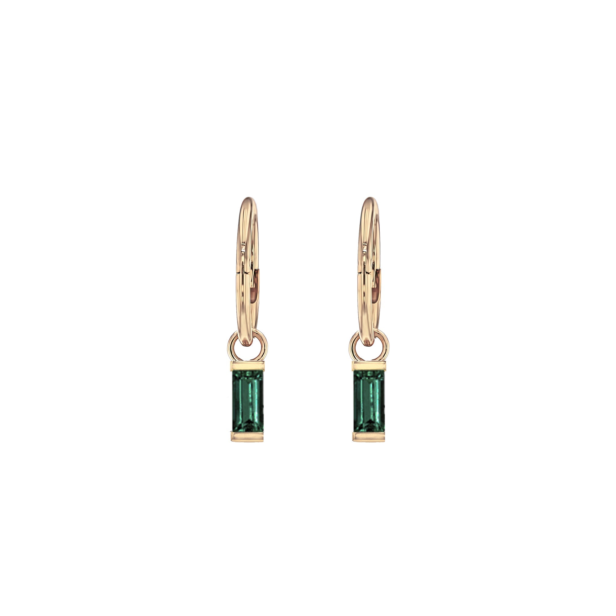 Baguette Emerald Sleeper Earrings-Earrings-Eliise Maar Jewellery-Eliise Maar Jewellery