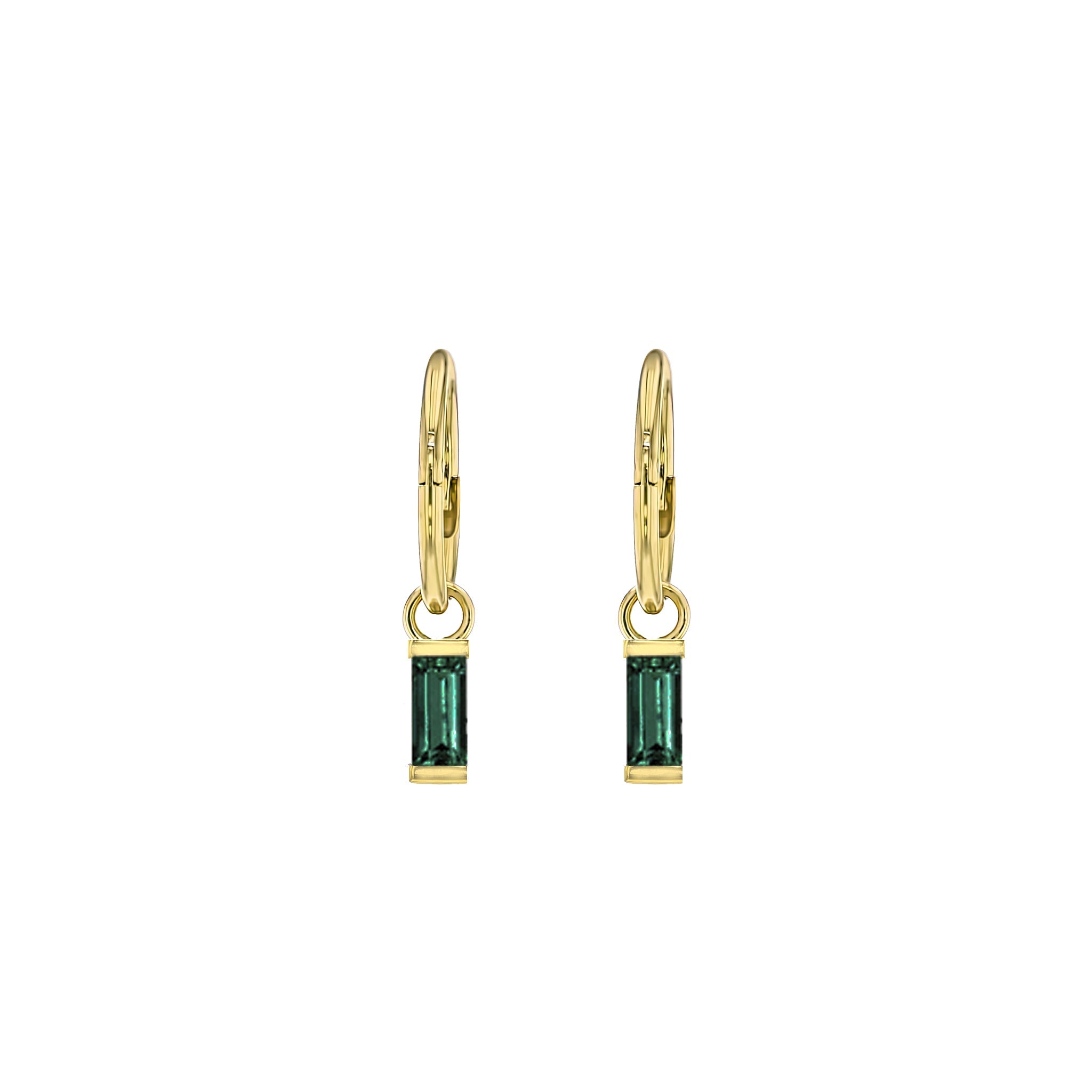 Baguette Emerald Sleeper Earrings-Earrings-Eliise Maar Jewellery-Eliise Maar Jewellery