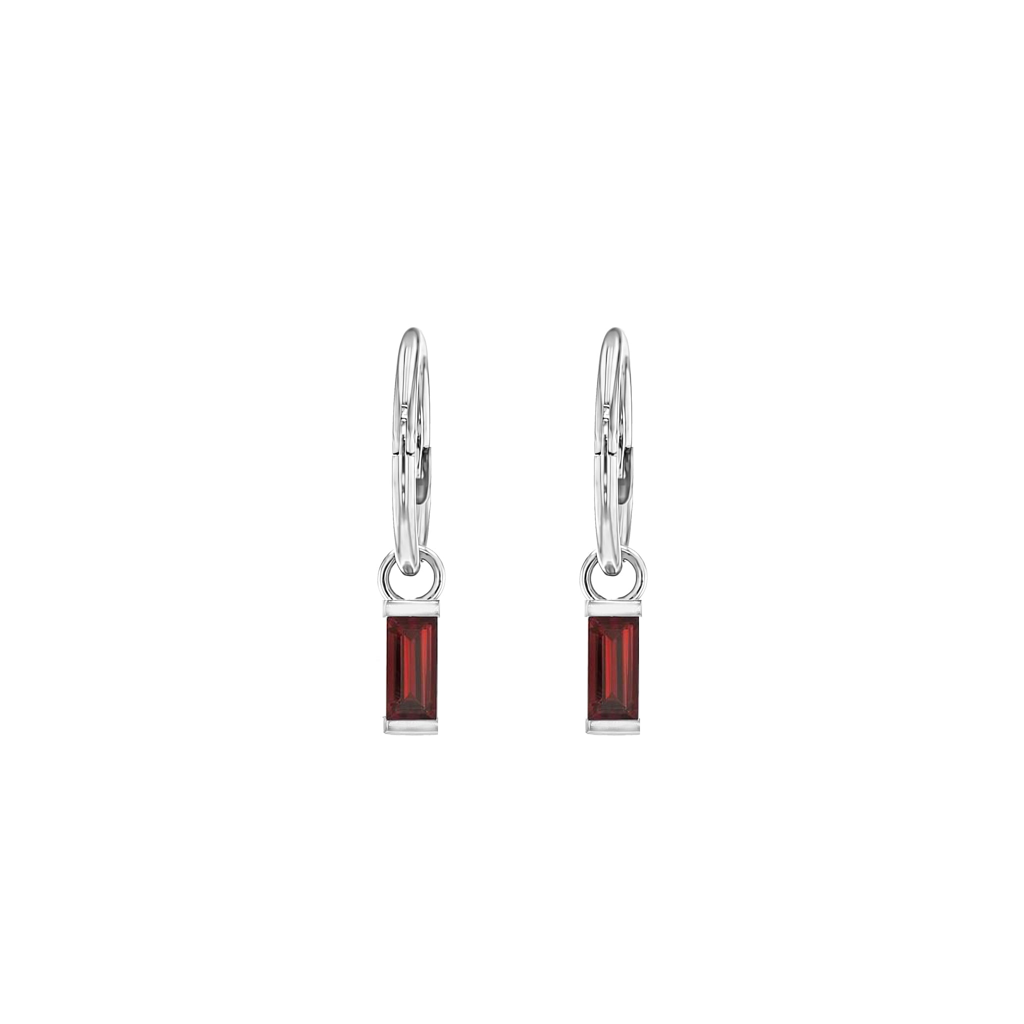 Baguette Garnet Sleeper Earrings-Earrings-Eliise Maar Jewellery-Eliise Maar Jewellery