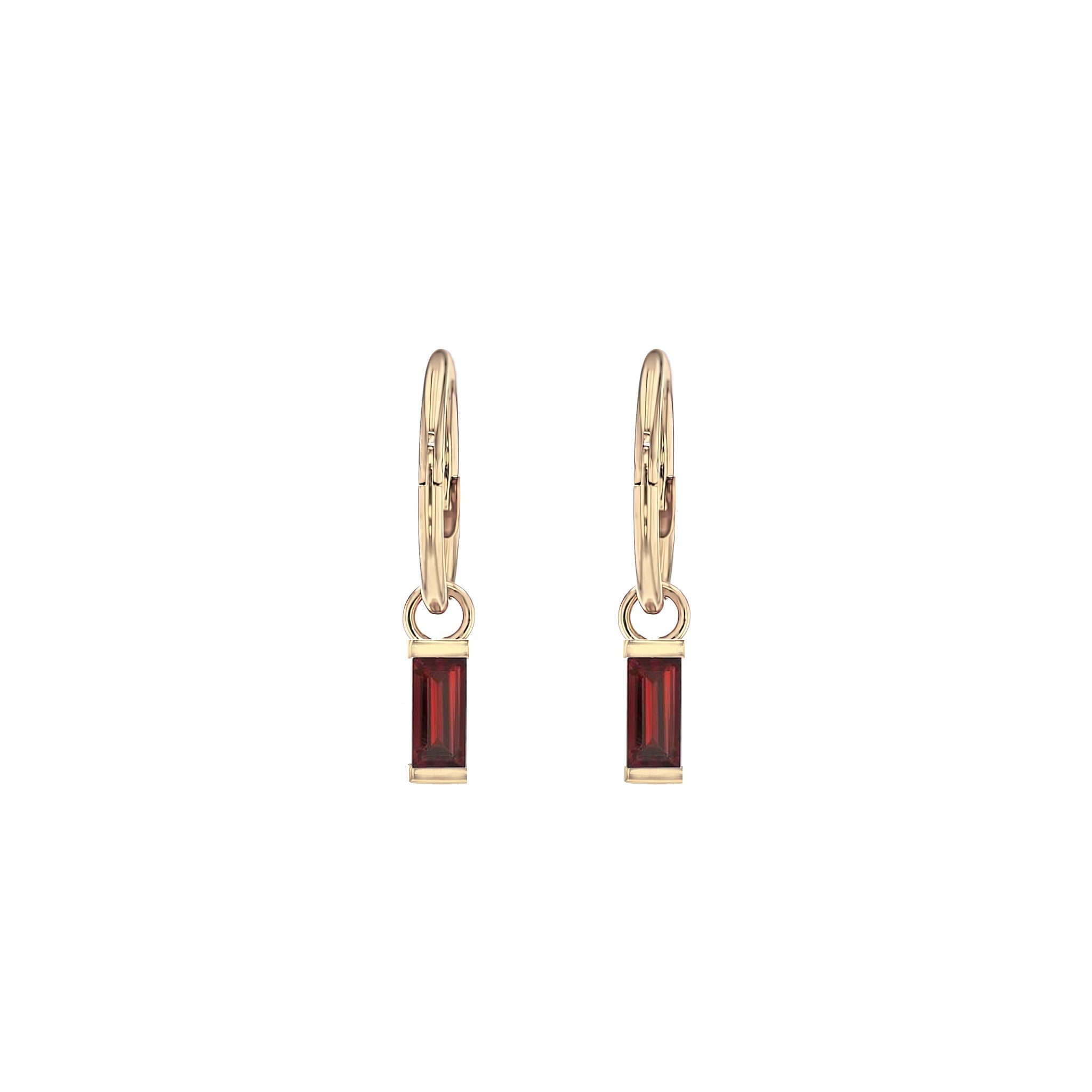 Baguette Garnet Sleeper Earrings-Earrings-Eliise Maar Jewellery-Eliise Maar Jewellery