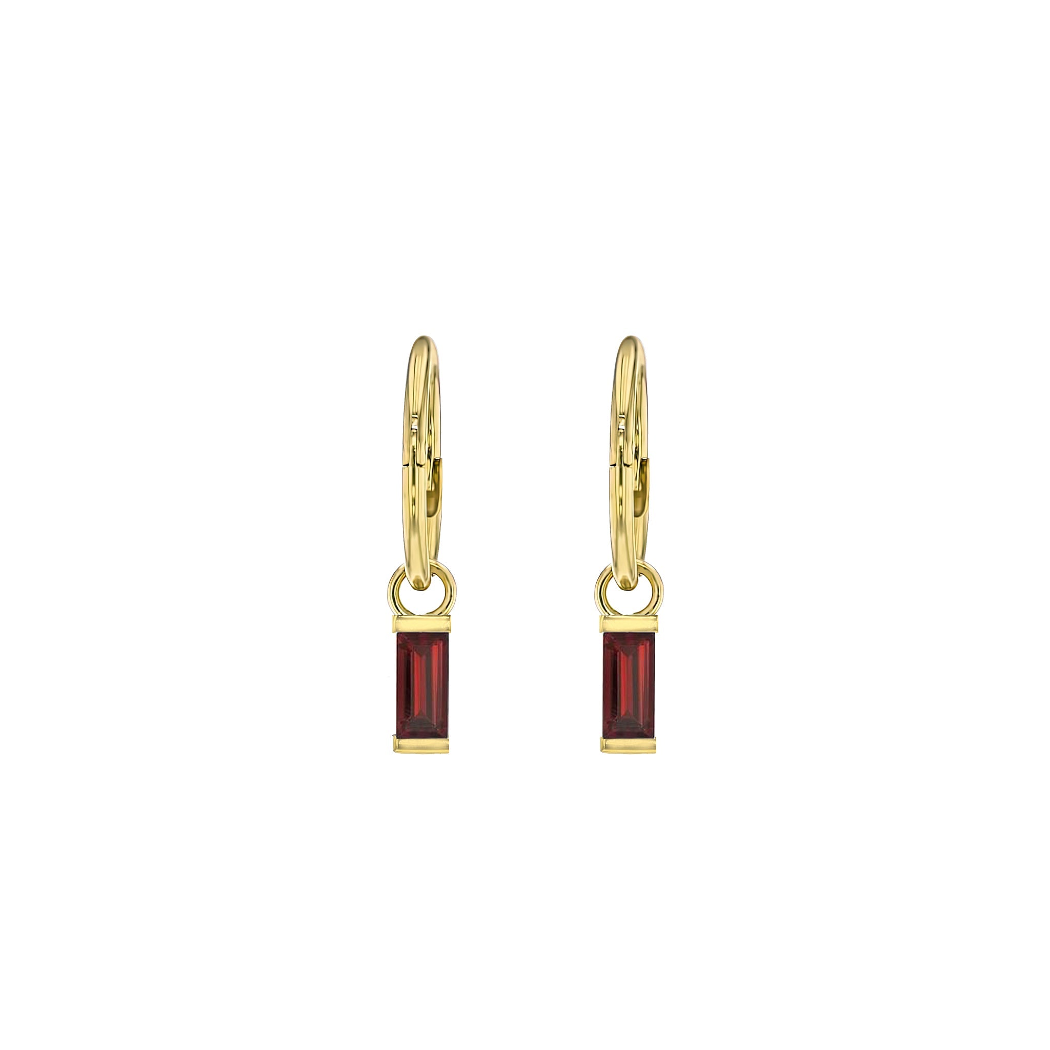 Baguette Garnet Sleeper Earrings-Earrings-Eliise Maar Jewellery-Eliise Maar Jewellery