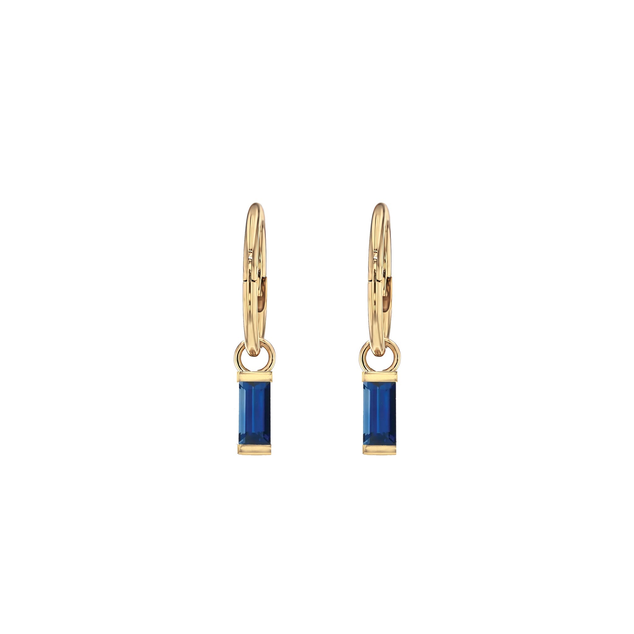 Baguette Sapphire Sleeper Earrings-Earrings-Eliise Maar Jewellery-Eliise Maar Jewellery