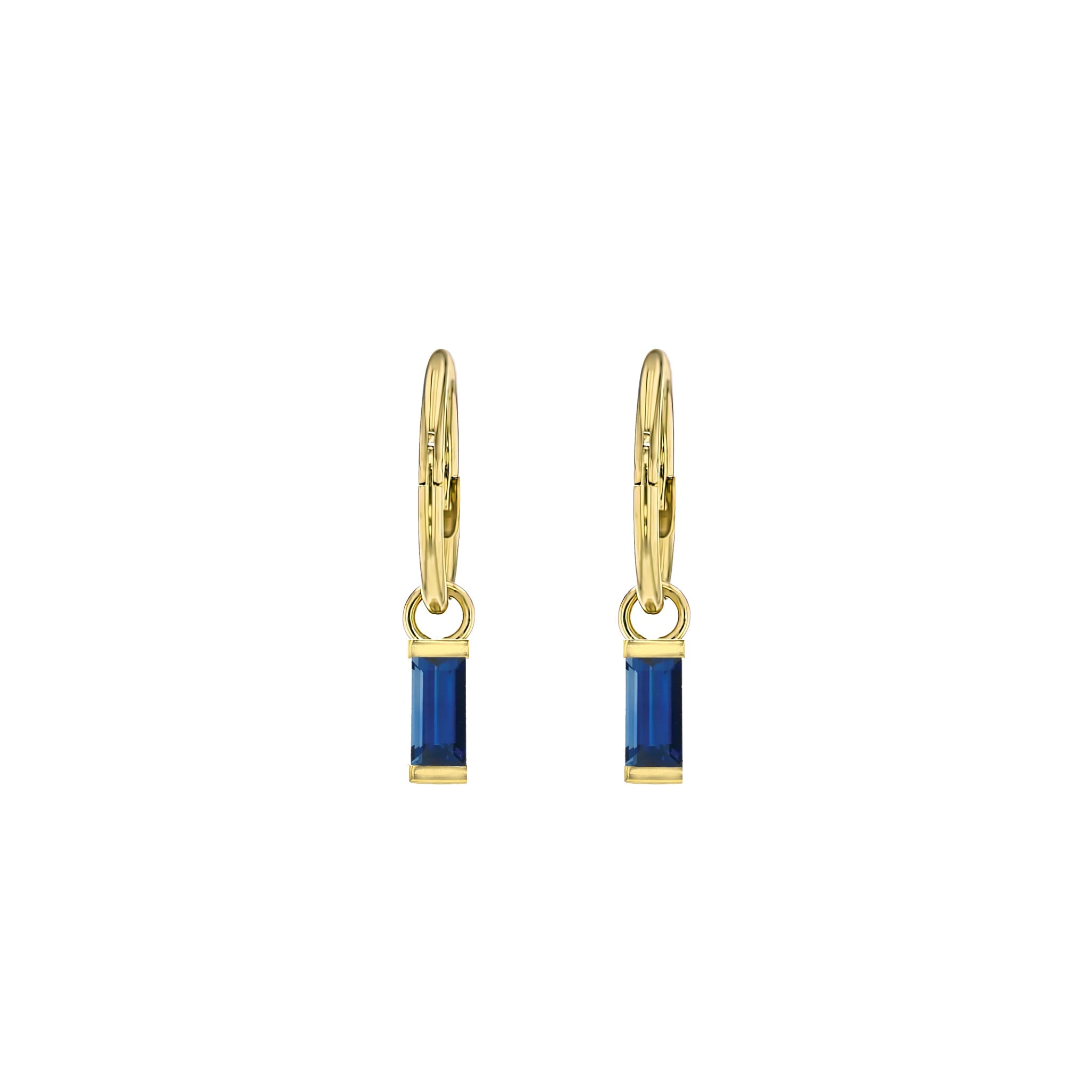 Baguette Sapphire Sleeper Earrings-Earrings-Eliise Maar Jewellery-Eliise Maar Jewellery