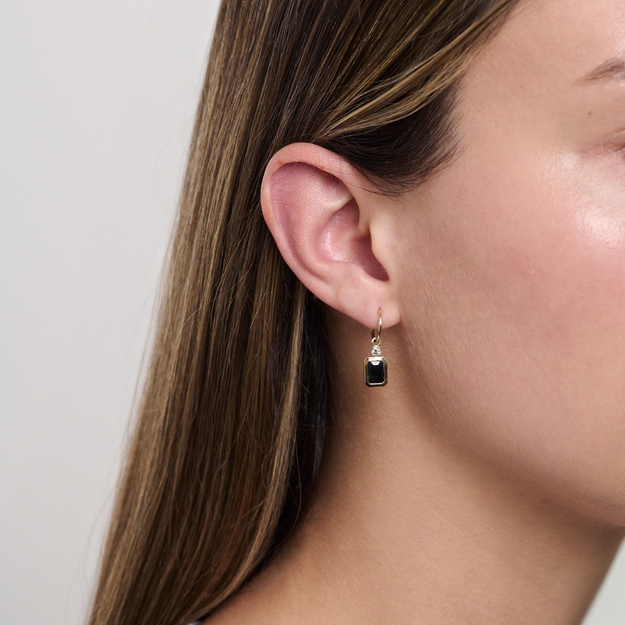 Bezel Spinel and Diamond Sleeper Earrings-Eliise Maar Jewellery-Eliise Maar Jewellery
