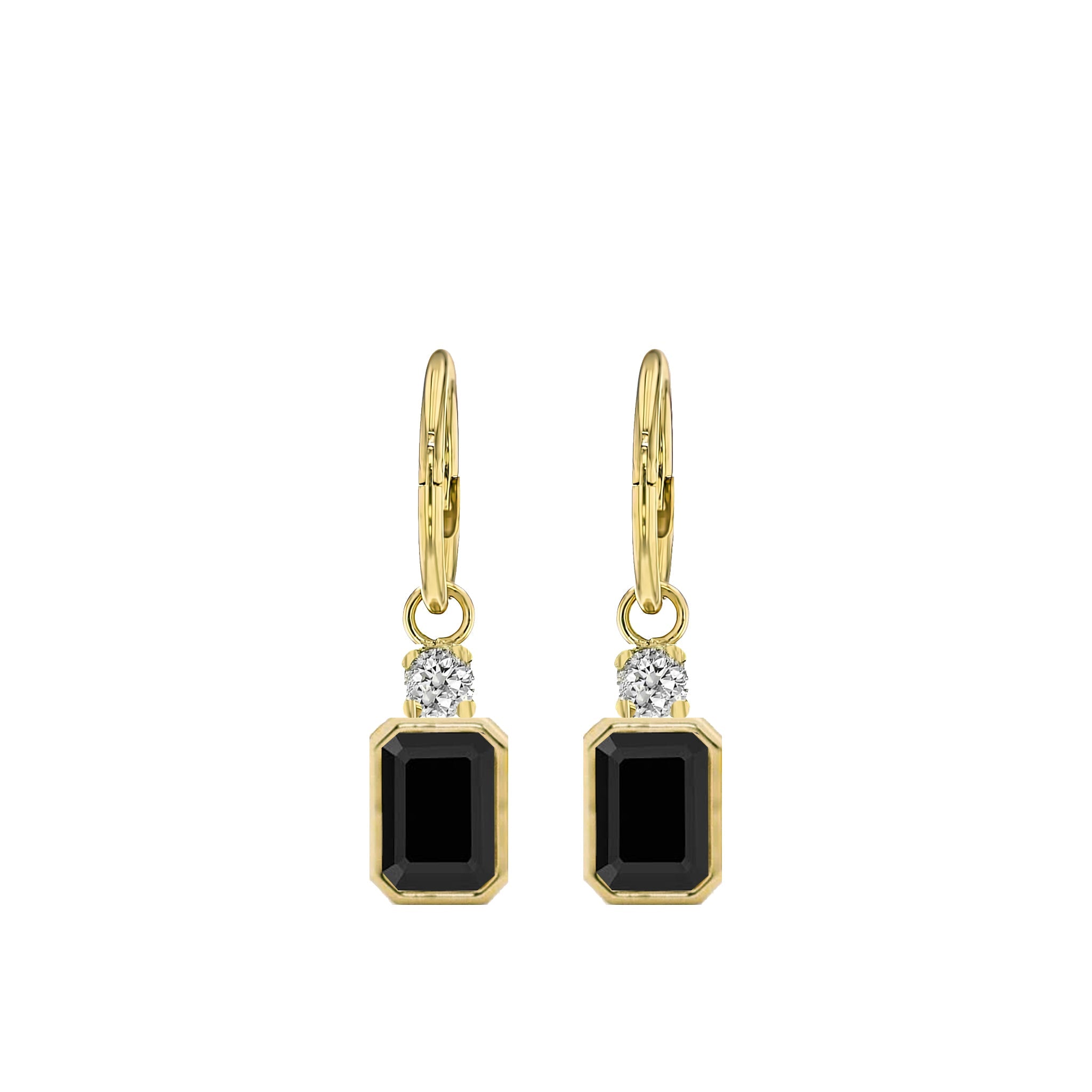 Bezel Spinel and Diamond Sleeper Earrings-Eliise Maar Jewellery-Eliise Maar Jewellery