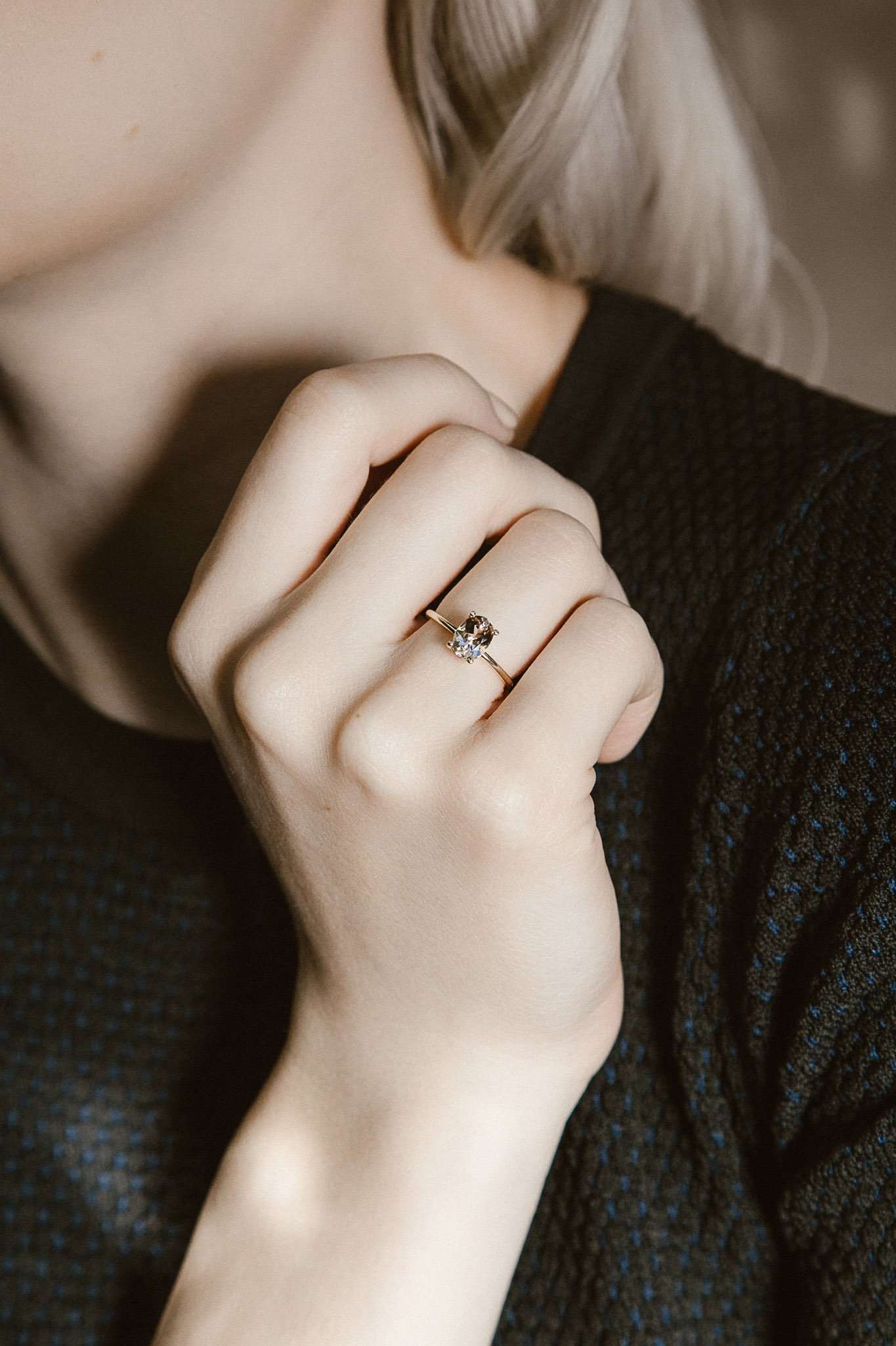 Dainty Love Morganite Ring - Size K 1/2 - 18K White Gold - Eliise Maar Jewellery